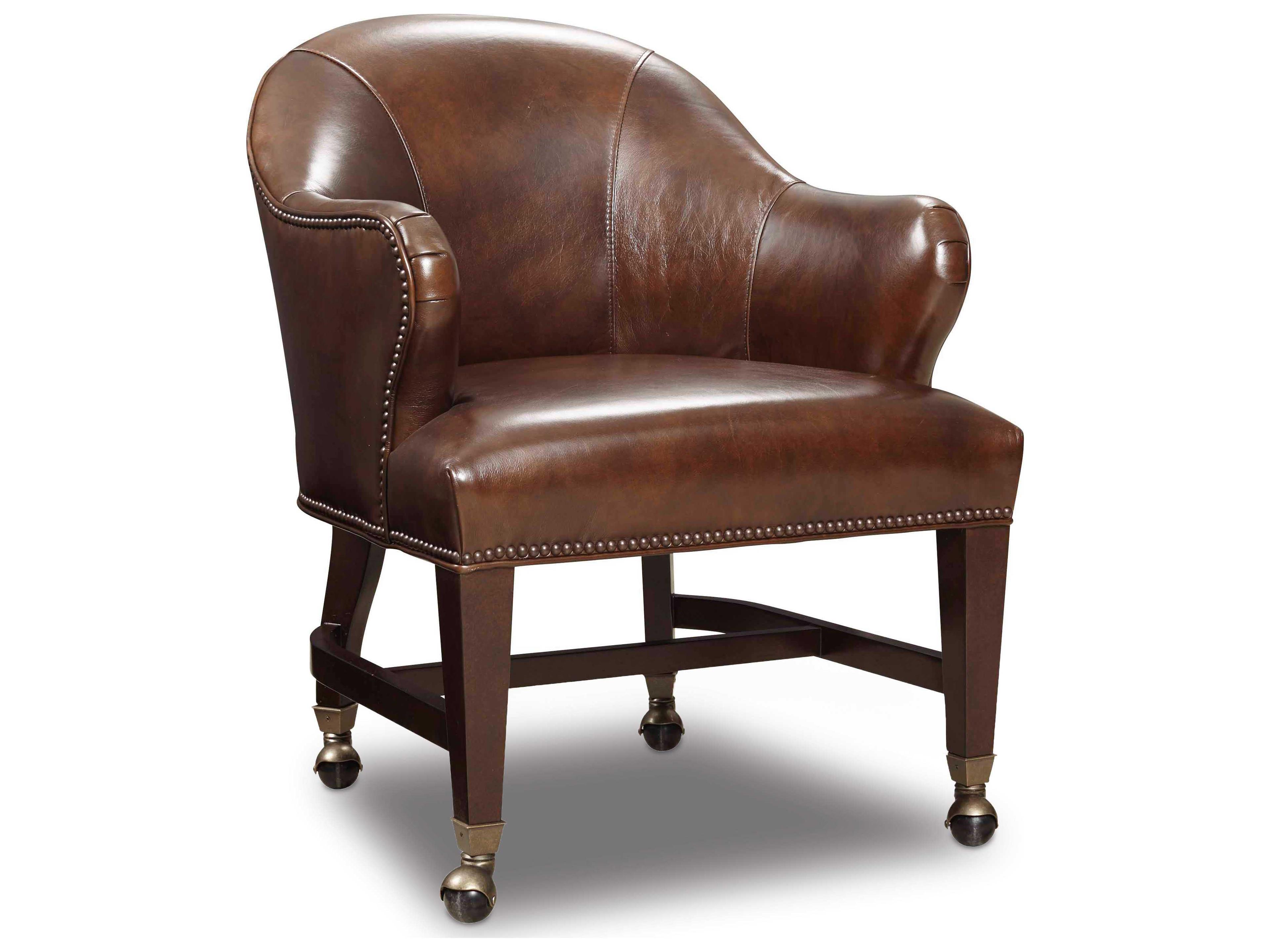 Hooker Furniture Isadora Leather Brown Upholstered Arm Dining Chair