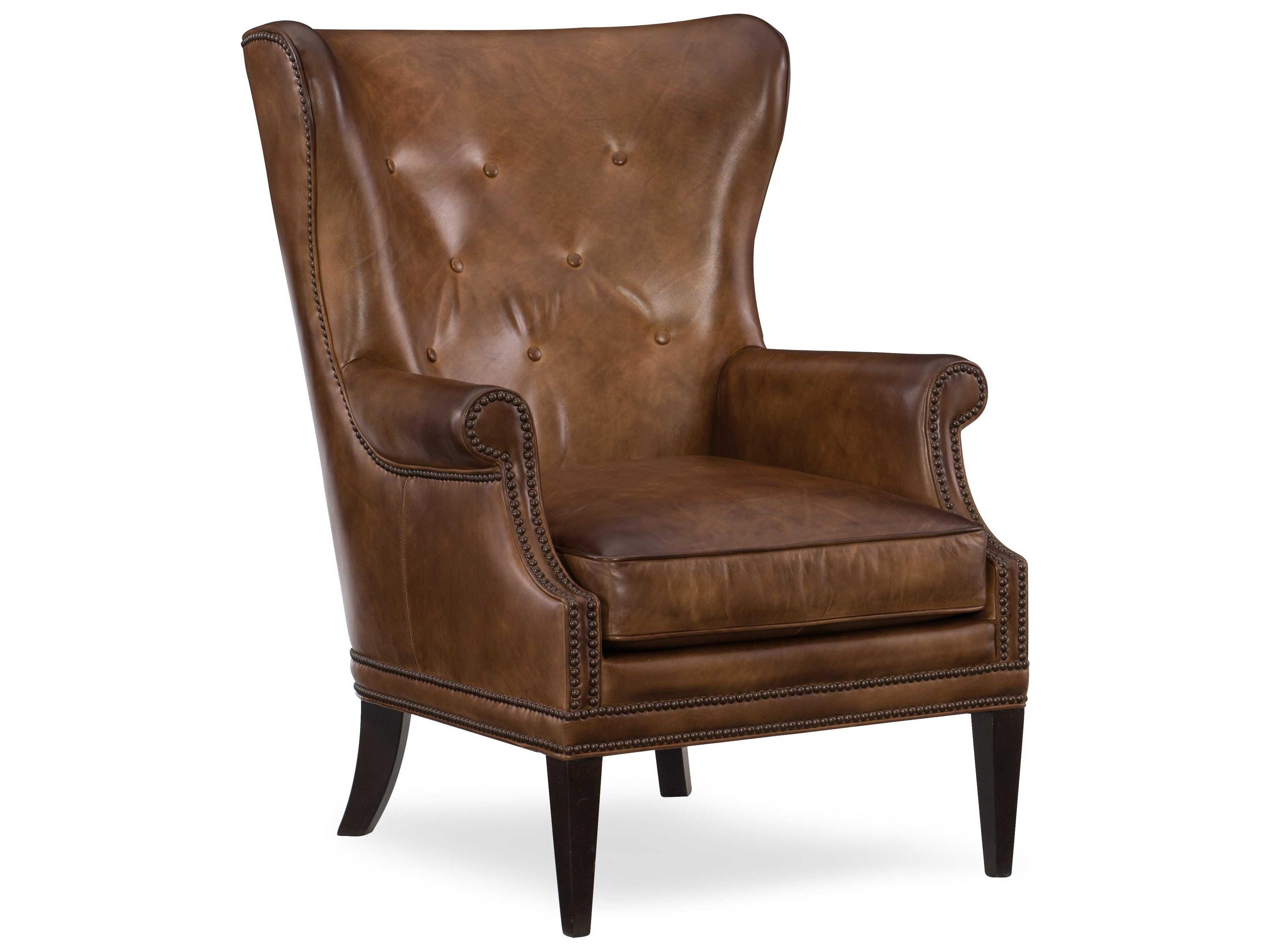 Hooker Furniture Maya Wing Brown Leather Accent Chair