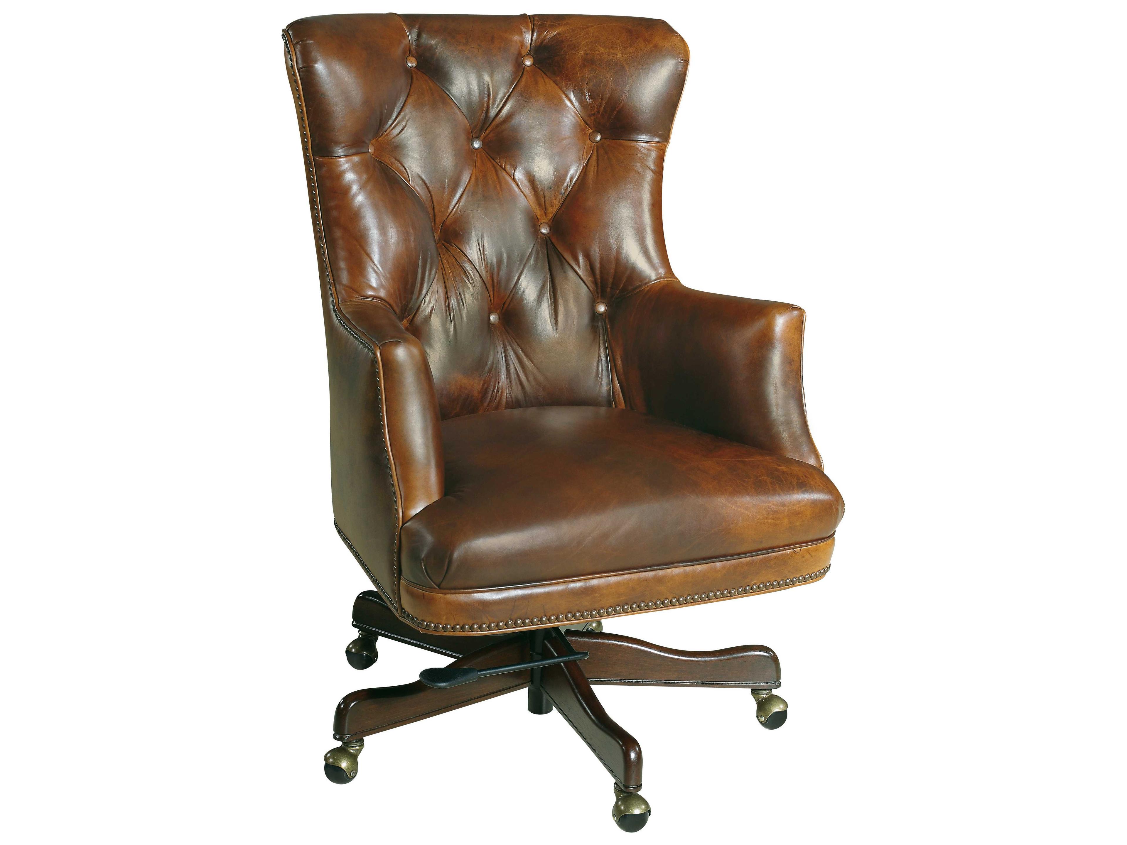 Hooker Furniture Parthenon Brown Leather Adjustable Swivel Tilt Executive Desk Chair