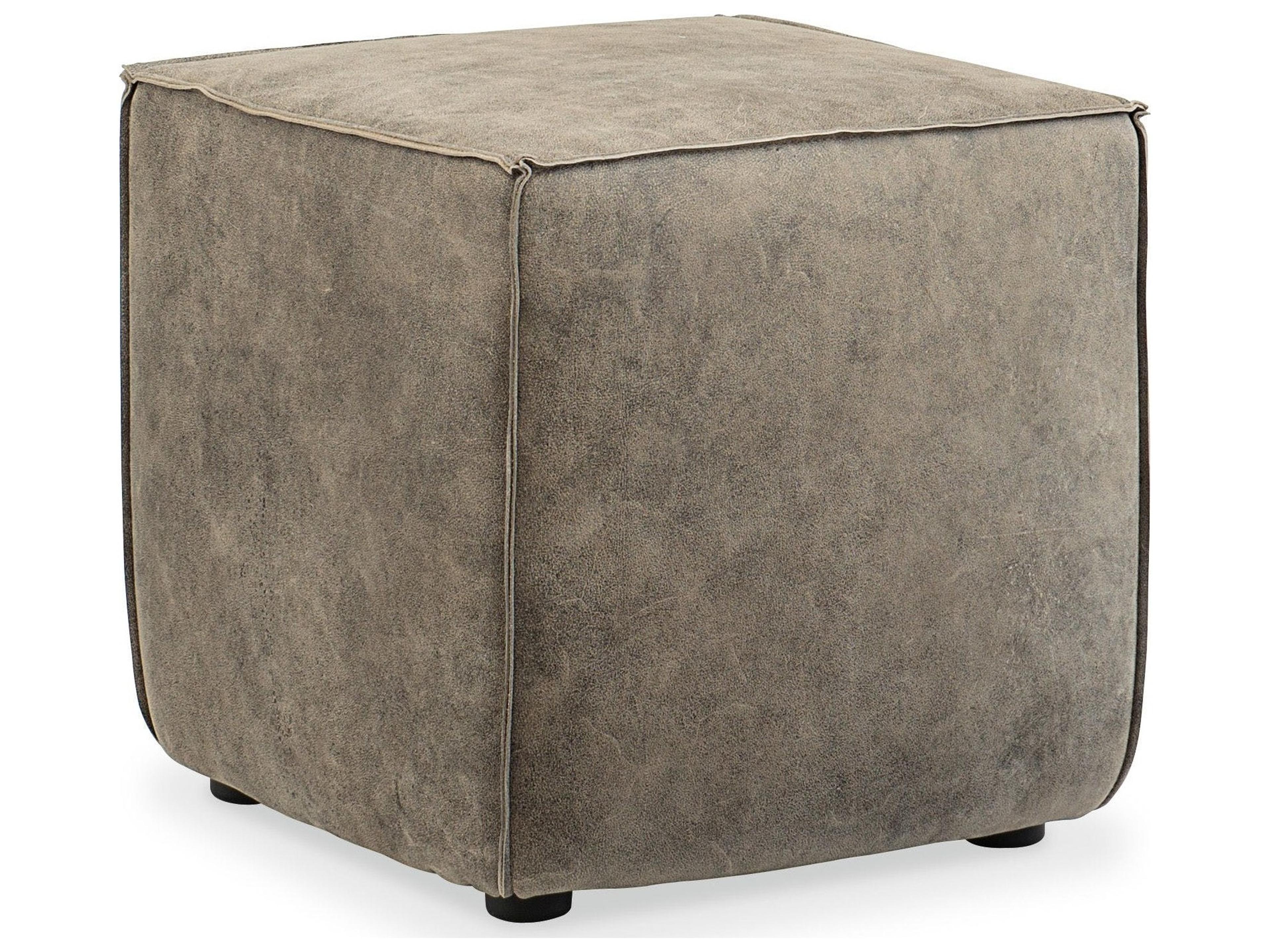 Luxecor Quebert Cube Gray Leather Ottoman