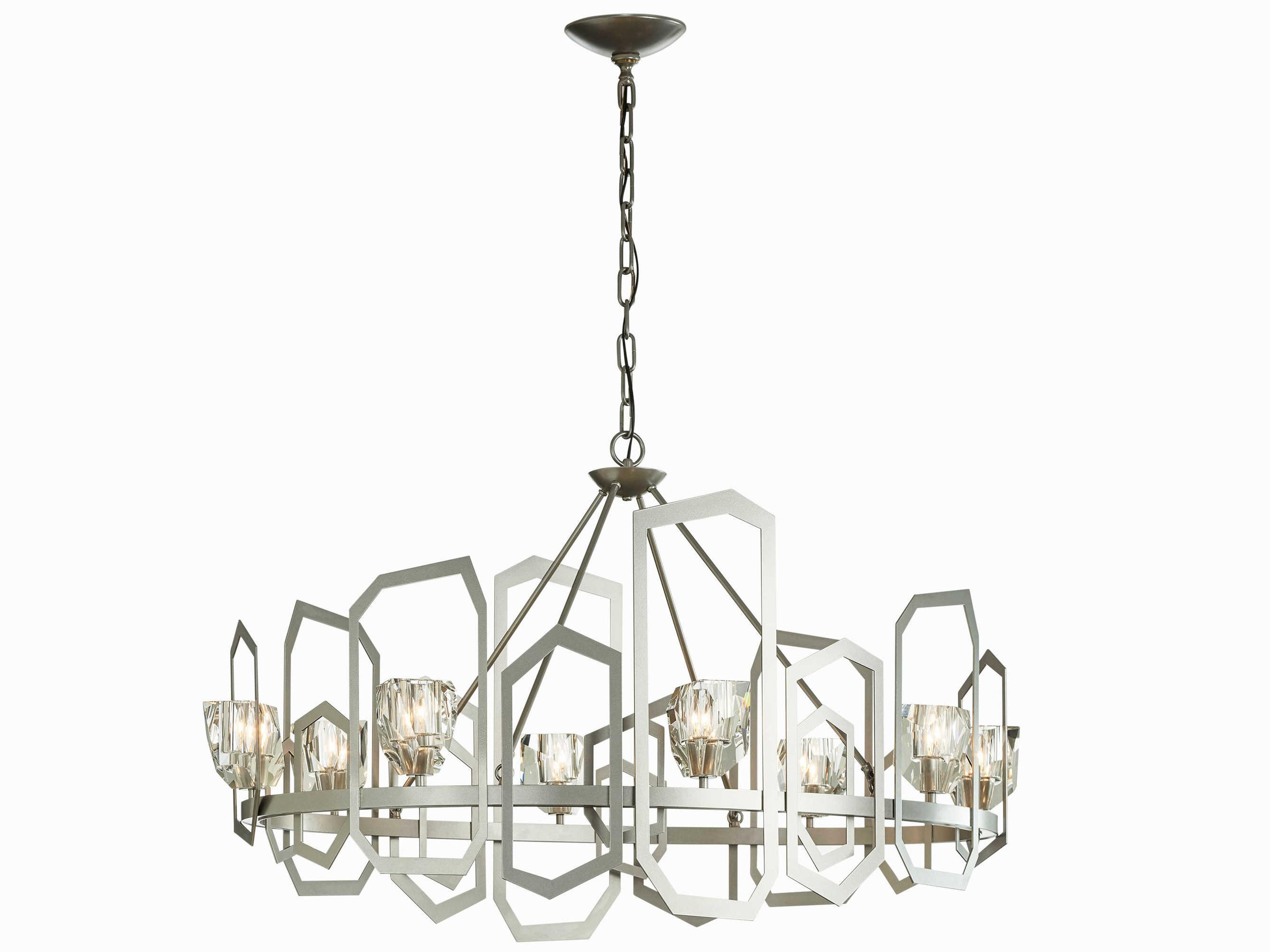 Hubbardton Forge Gatsby 8-Light Crystal Candelabra Geometric Round Chandelier