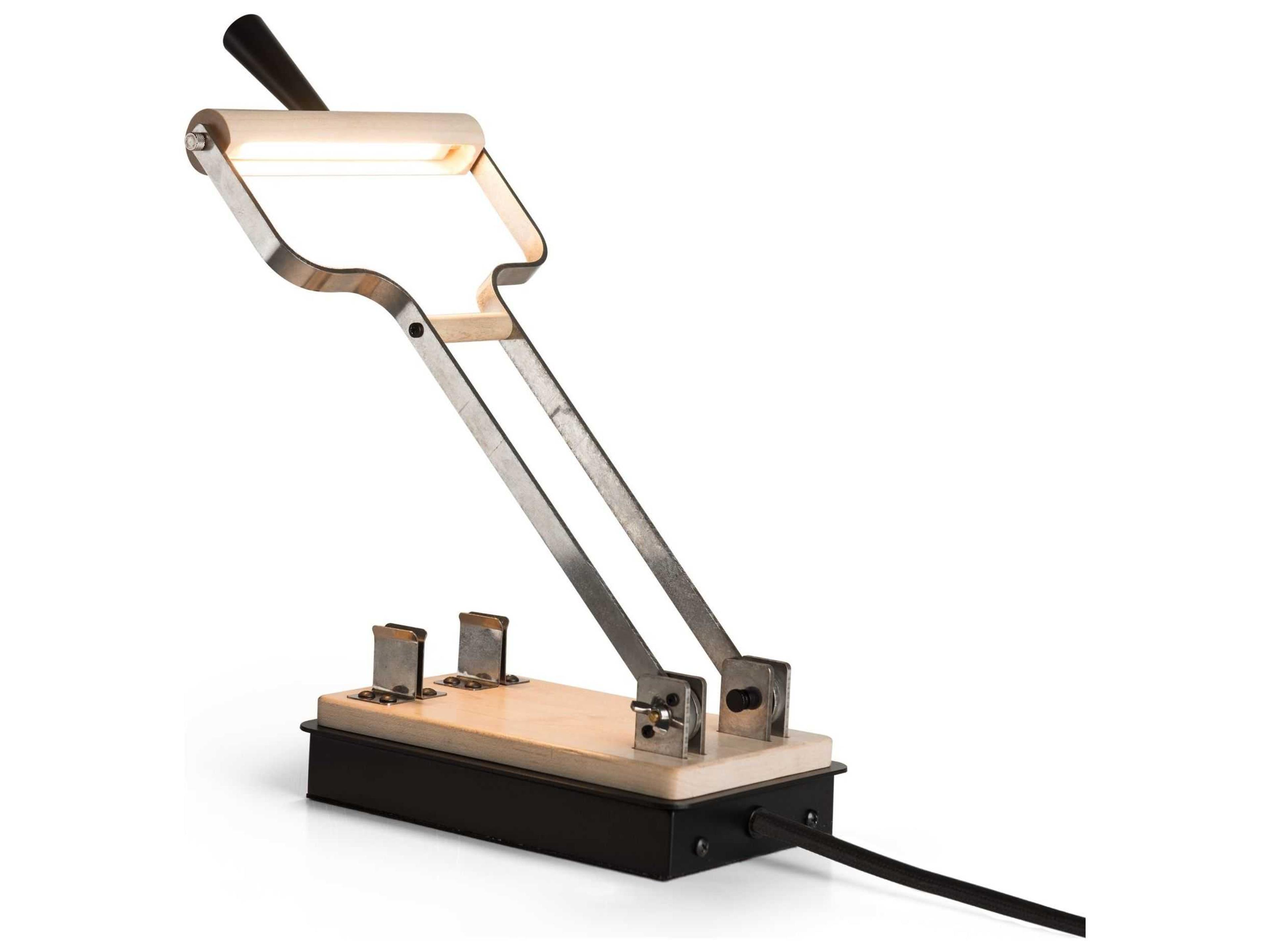 Hubbardton Forge Old Sparky LED Black Maple Wood Desk Lamp