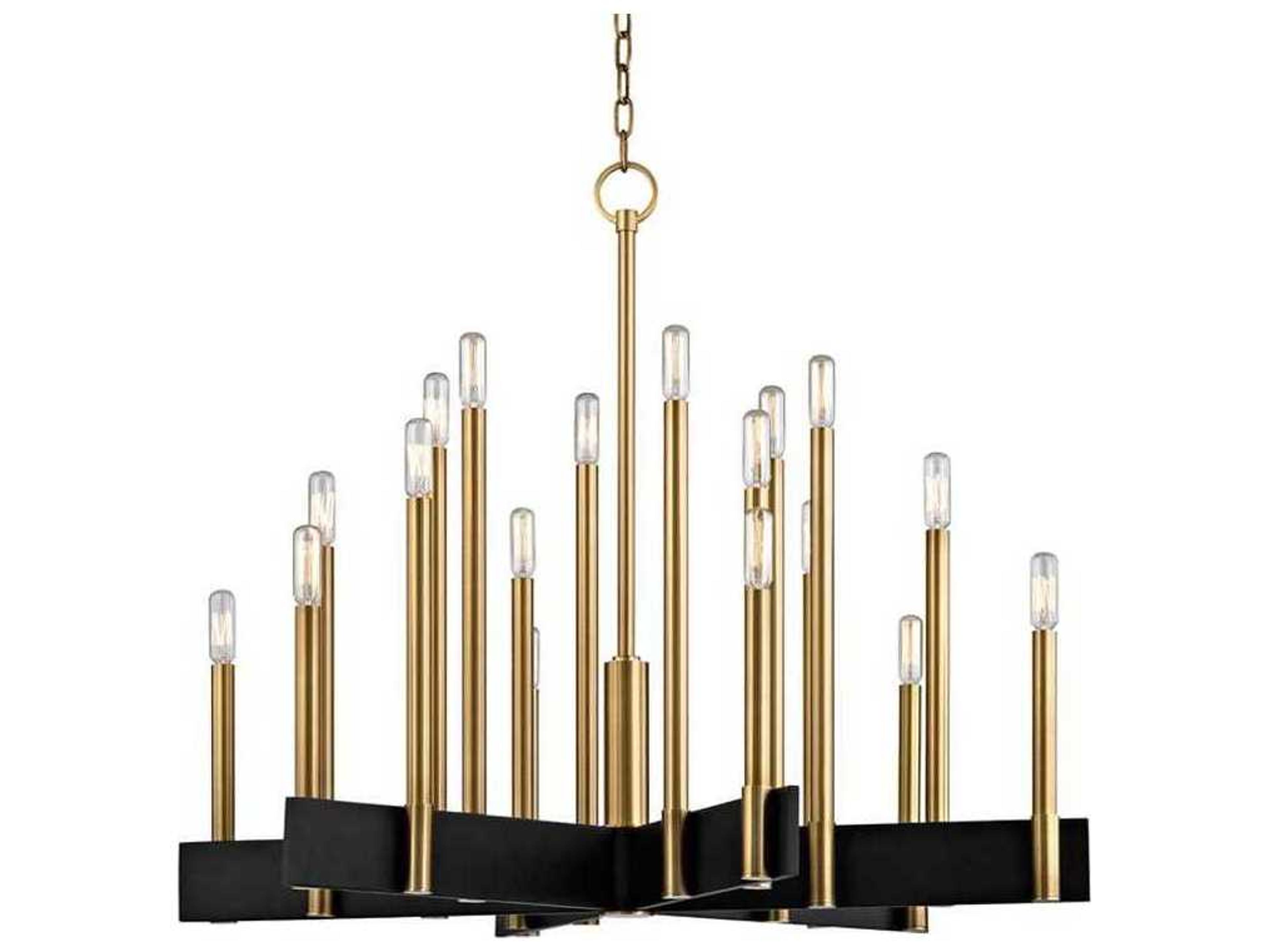 Hudson Valley Abrams 18-Light Aged Brass Black Candelabra Chandelier