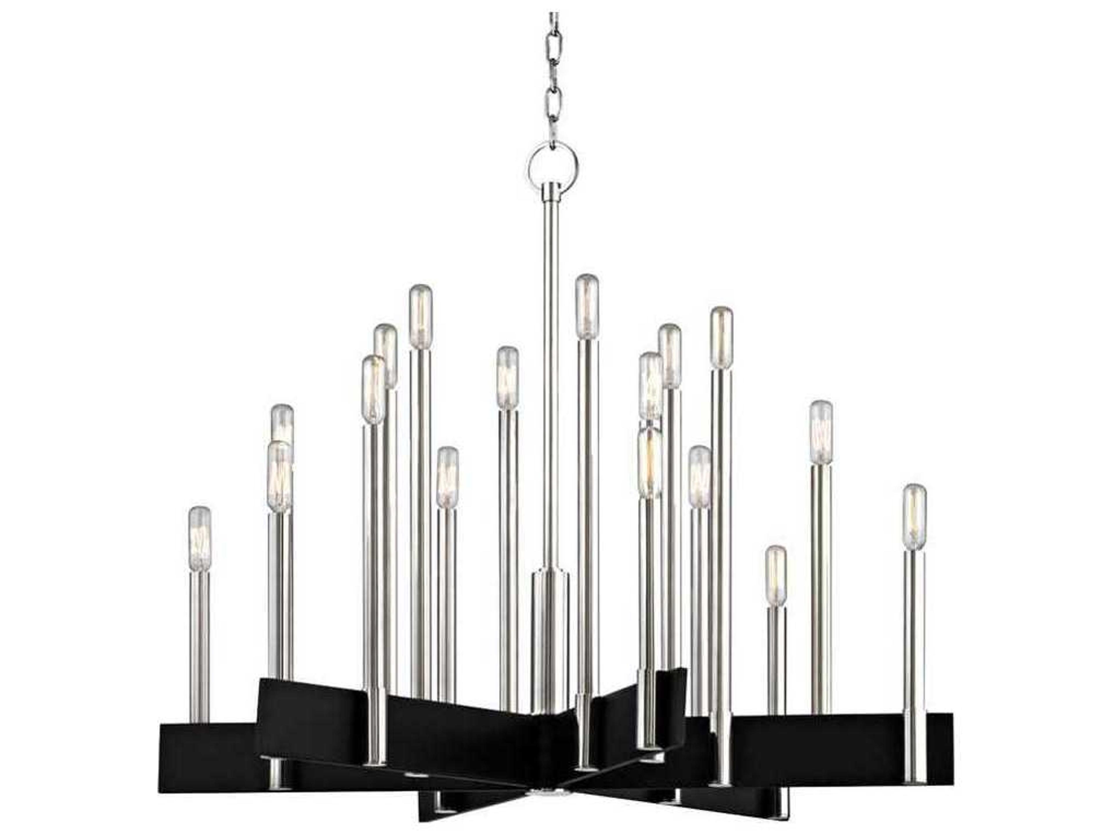 Hudson Valley Abrams 18-Light Polished Nickel Black Candelabra Chandelier