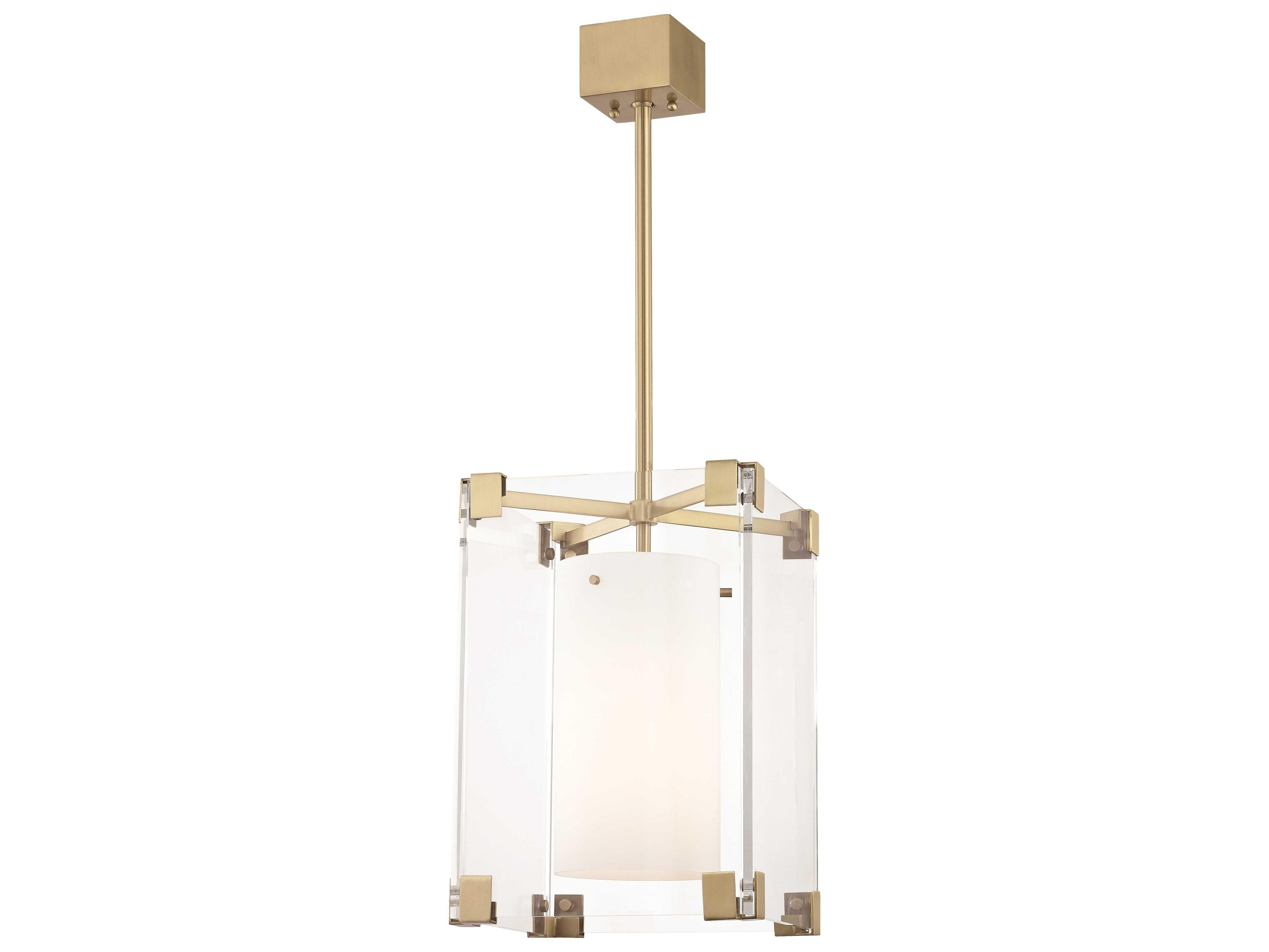 Hudson Valley Achilles 1-Light Aged Brass Clear Glass Cylinder Geometric Pendant