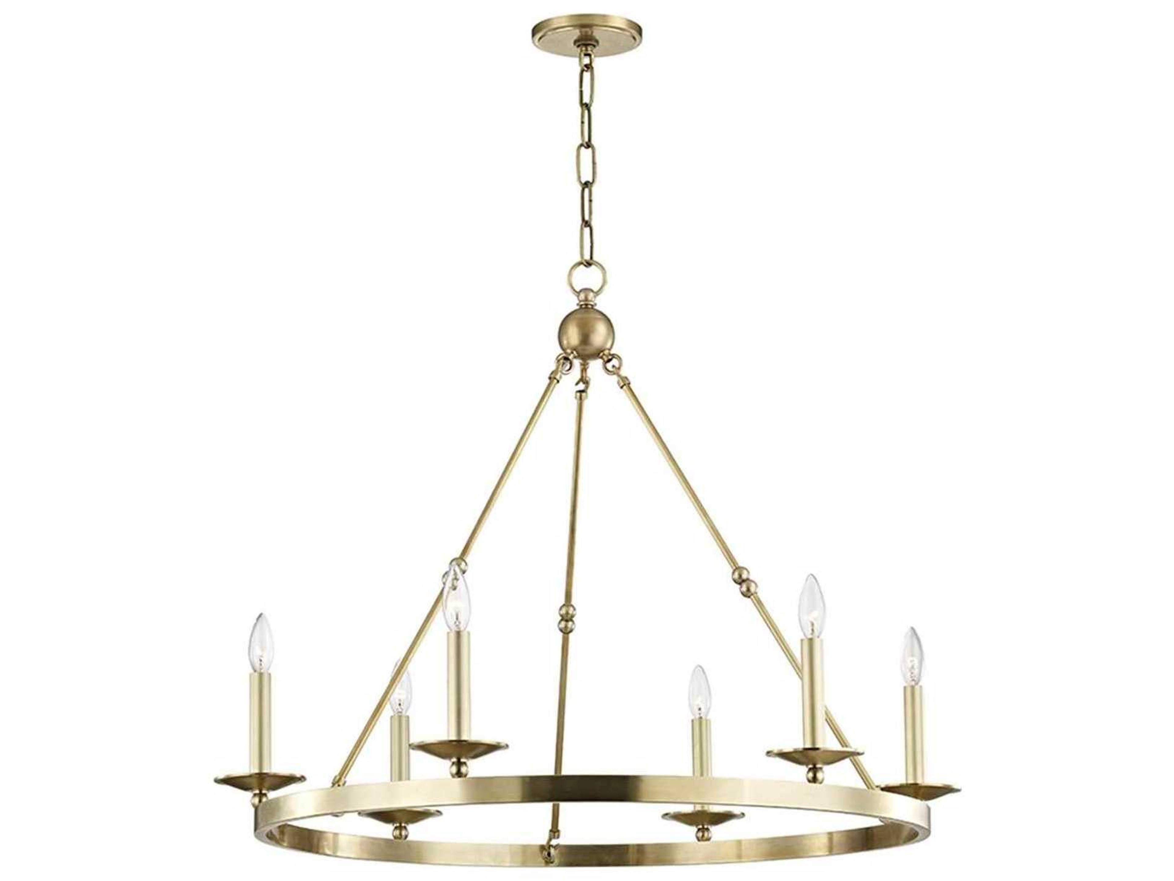 Hudson Valley Allendale 6-Light Aged Brass Candelabra Round Chandelier