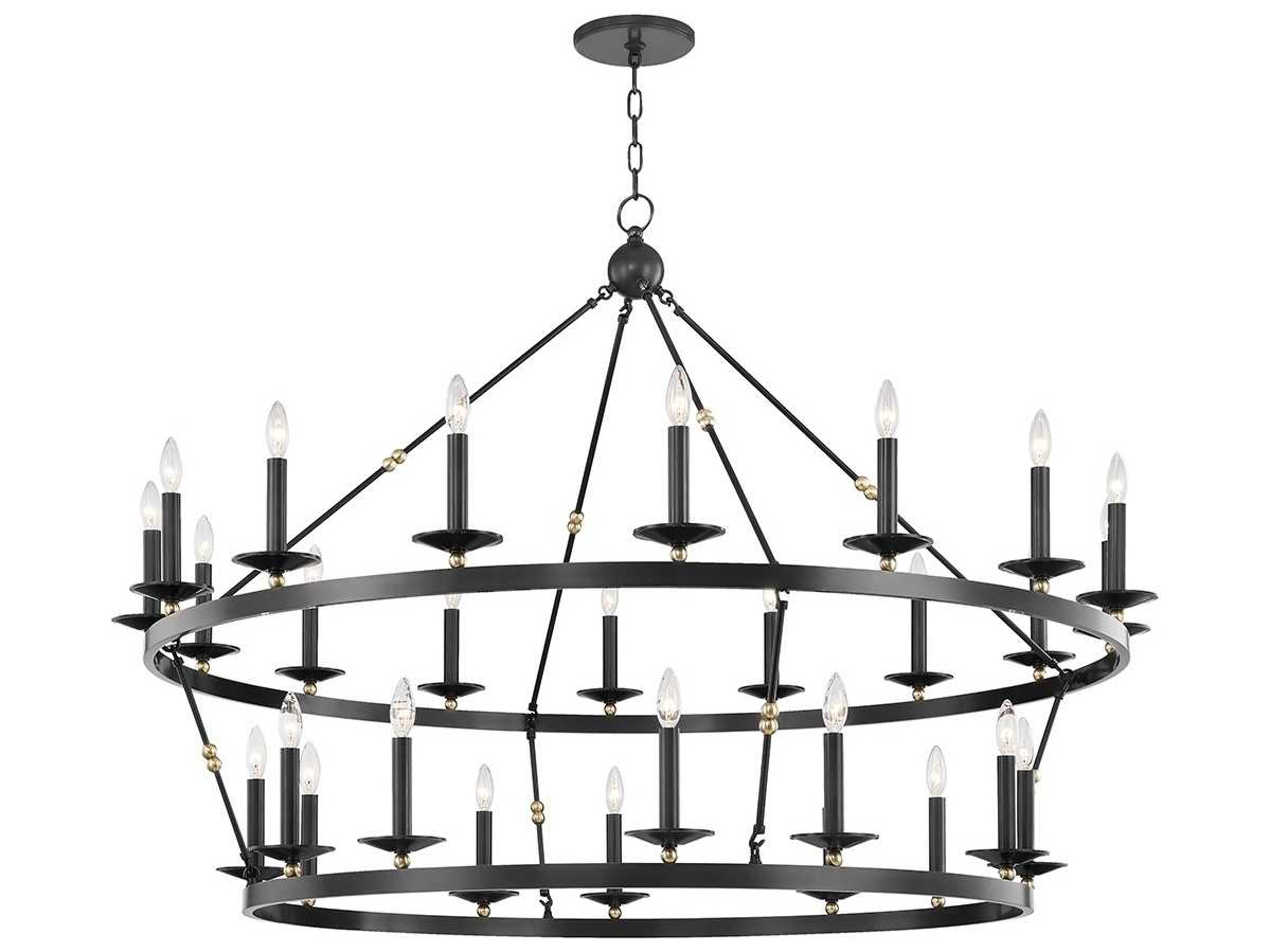Hudson Valley Allendale 28-Light Aged Old Bronze Candelabra Round Tiered Chandelier