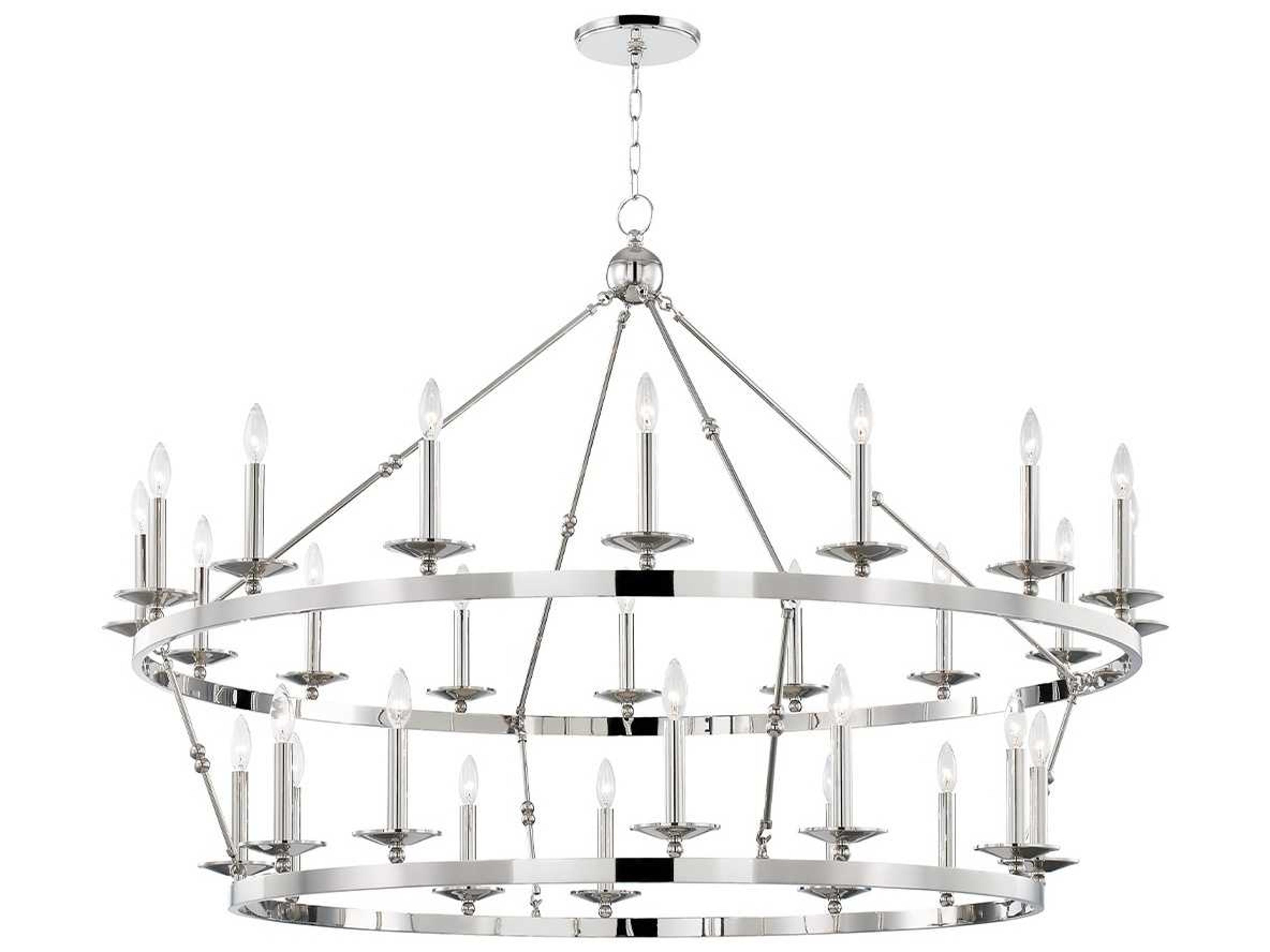 Hudson Valley Allendale 28-Light Polished Nickel Candelabra Round Tiered Chandelier