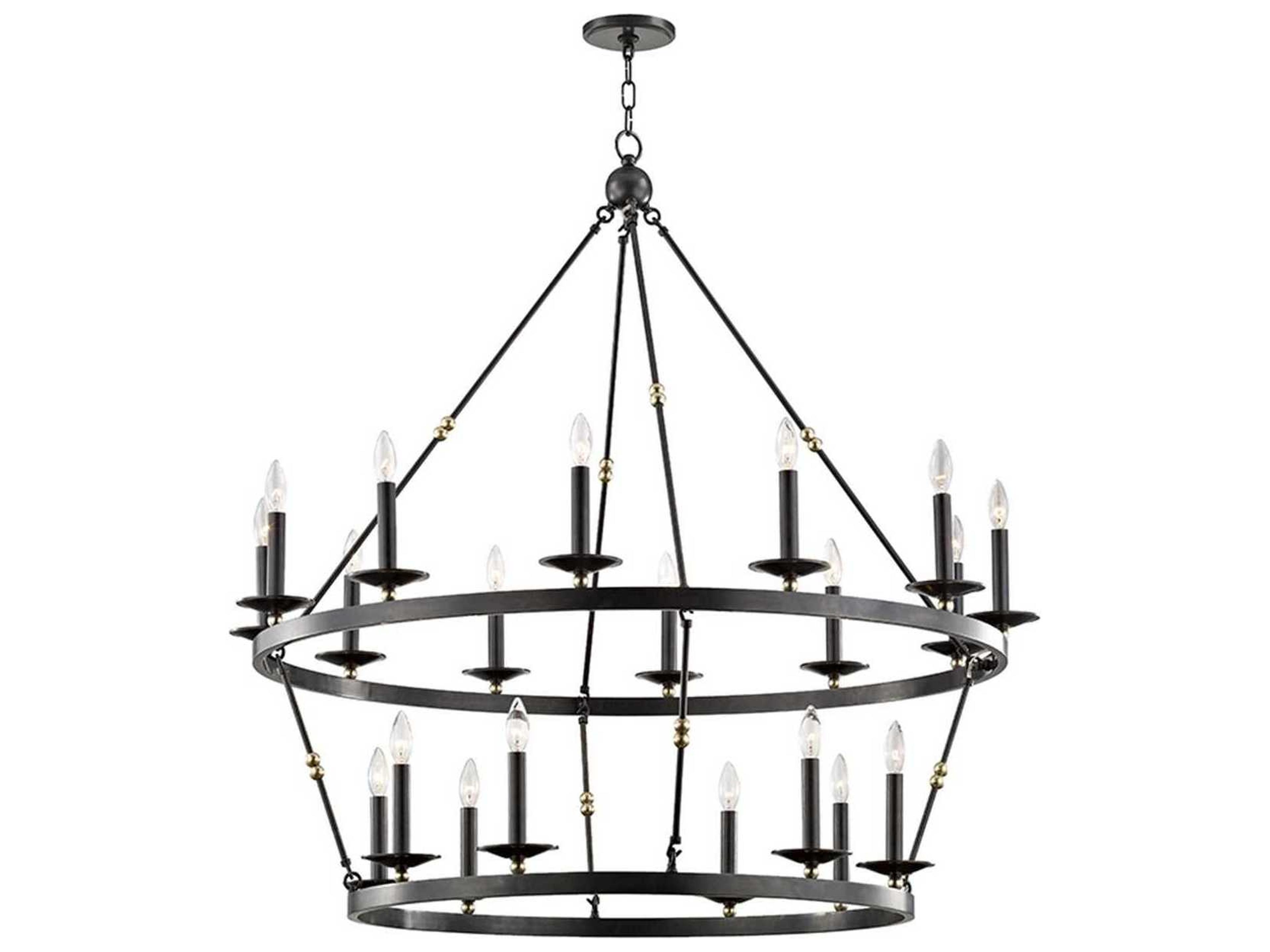 Hudson Valley Allendale 20-Light Aged Old Bronze Candelabra Round Tiered Chandelier