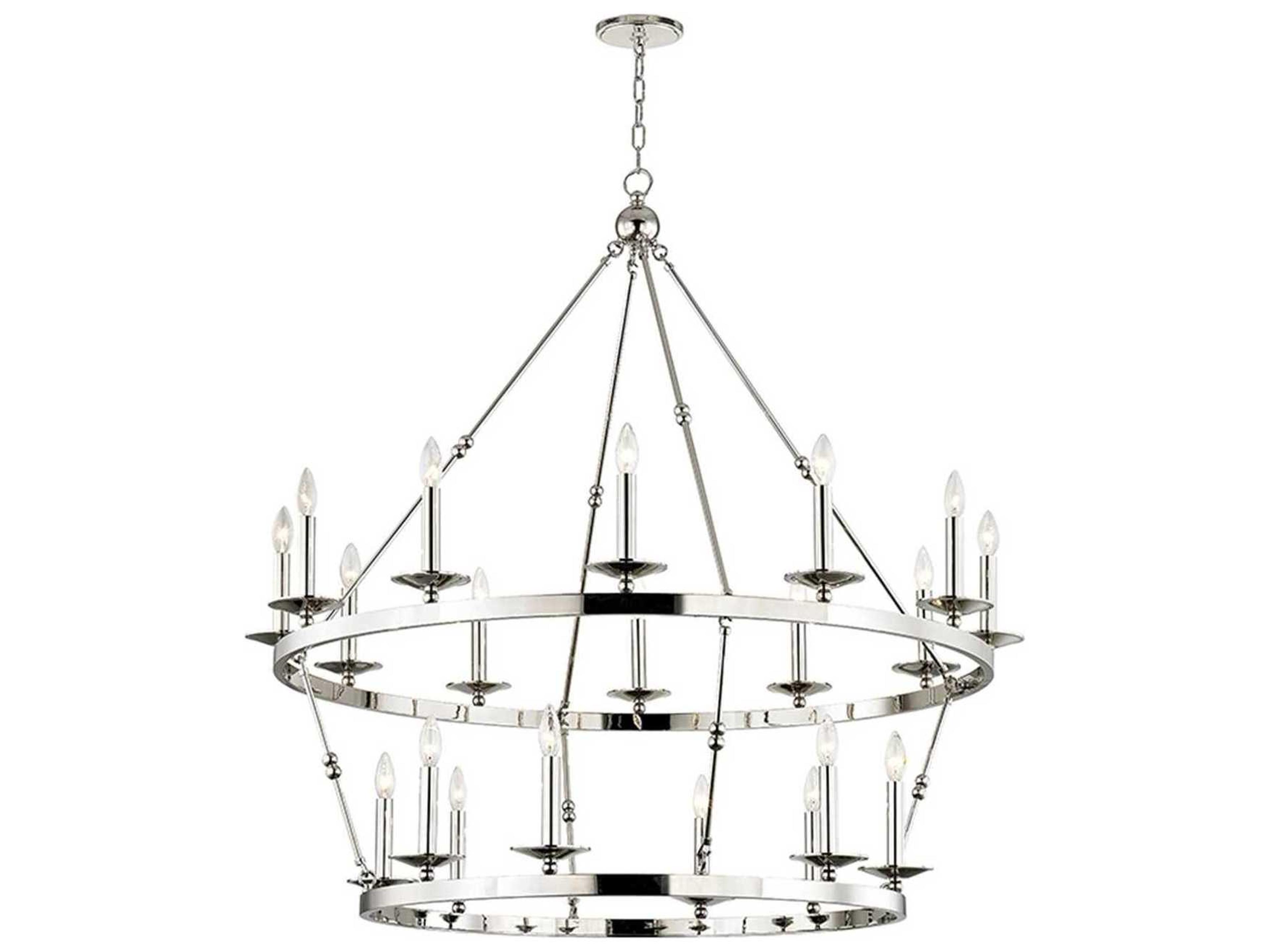 Hudson Valley Allendale 20-Light Polished Nickel Candelabra Round Tiered Chandelier