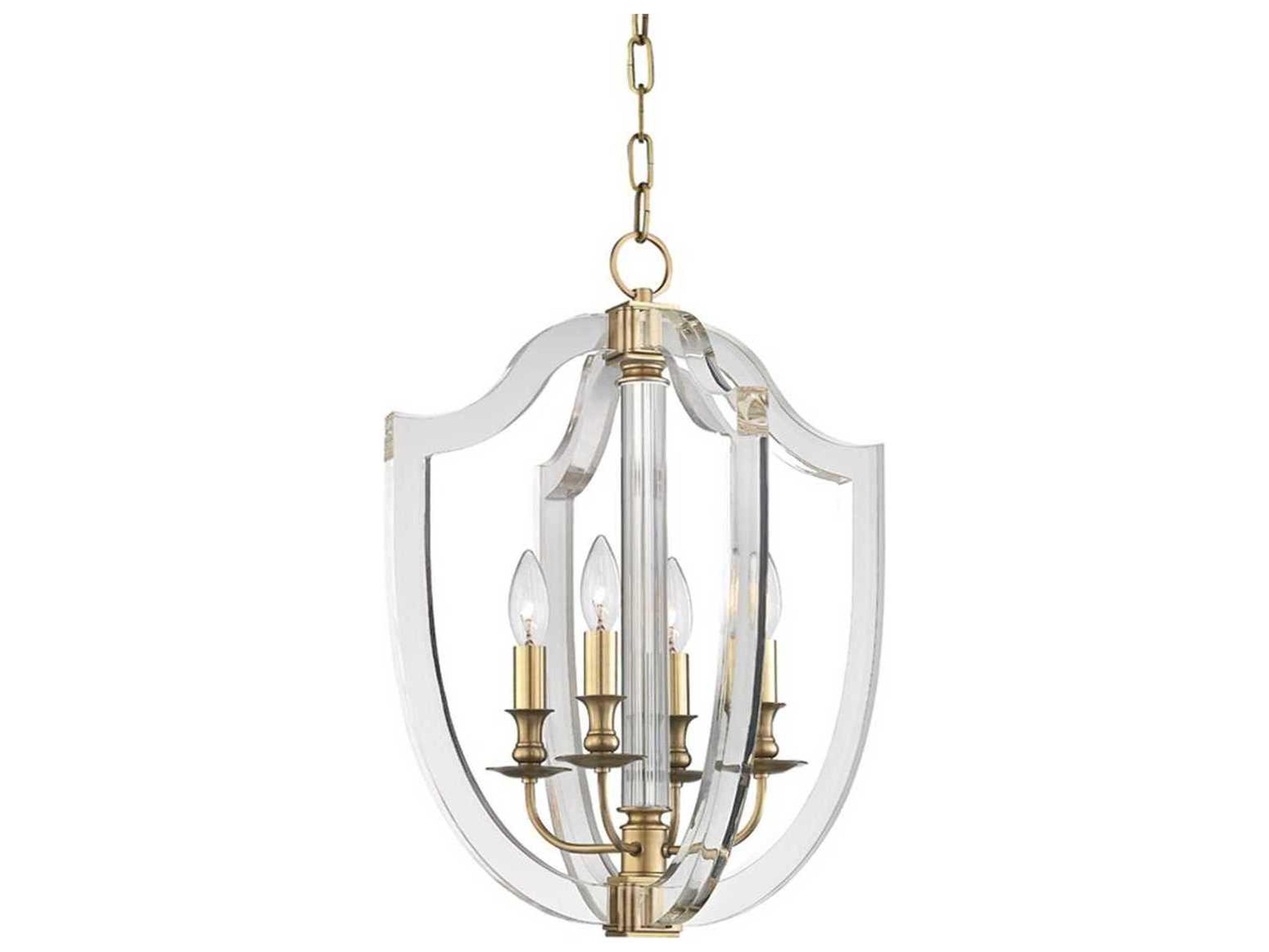 Hudson Valley Arietta 4-Light Aged Brass Clear Glass Candelabra Chandelier
