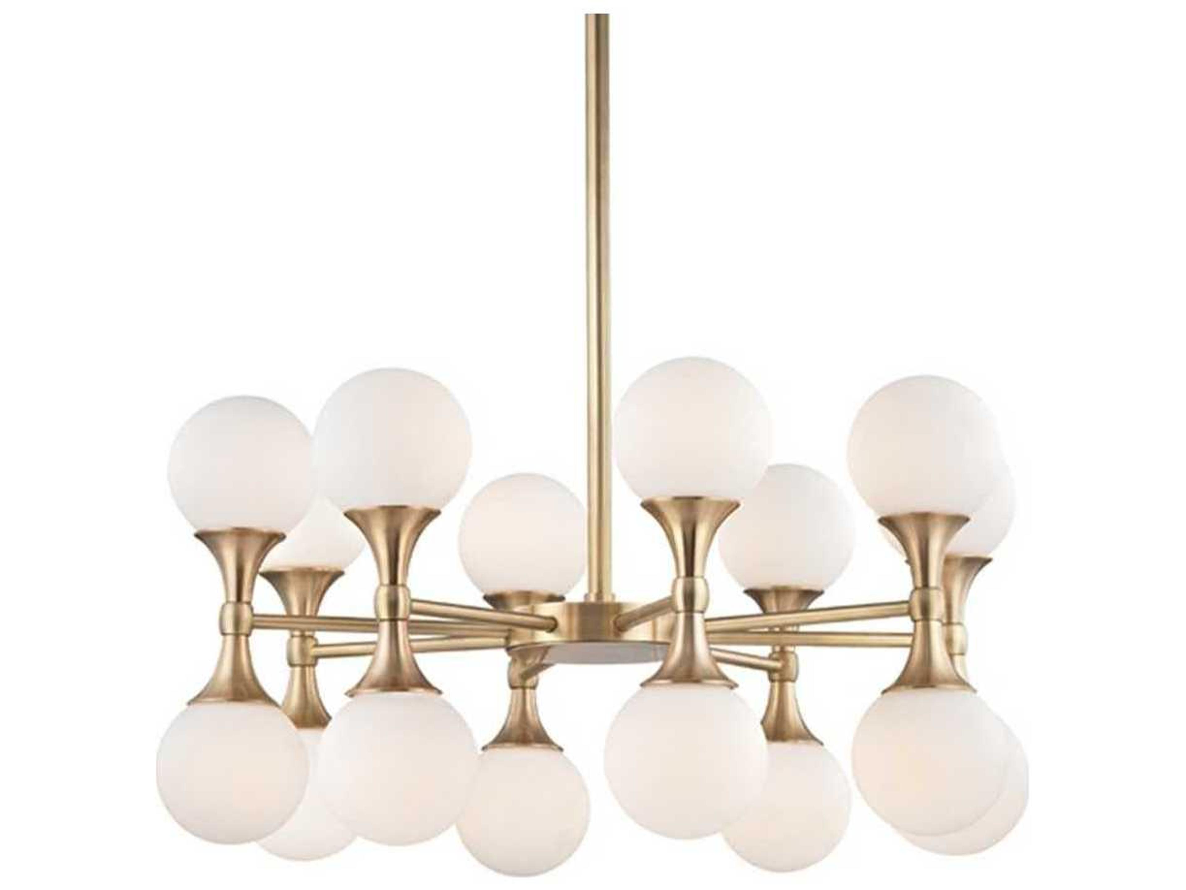 Hudson Valley Astoria 16-Light-Light6 Aged Brass Glass LED Globe Geometric Round Chandelier