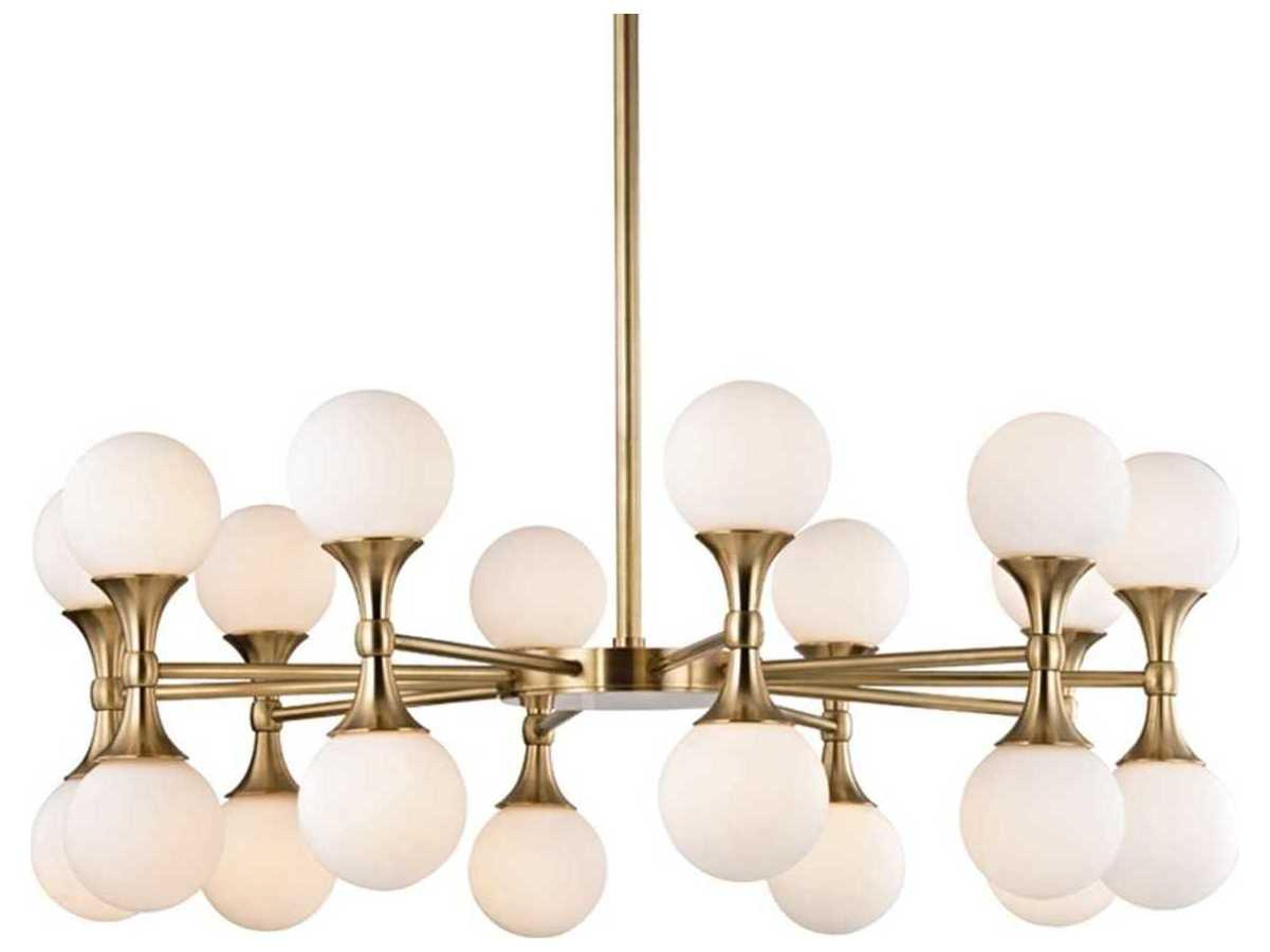 Hudson Valley Astoria 20-Light Aged Brass Glass LED Globe Geometric Round Chandelier