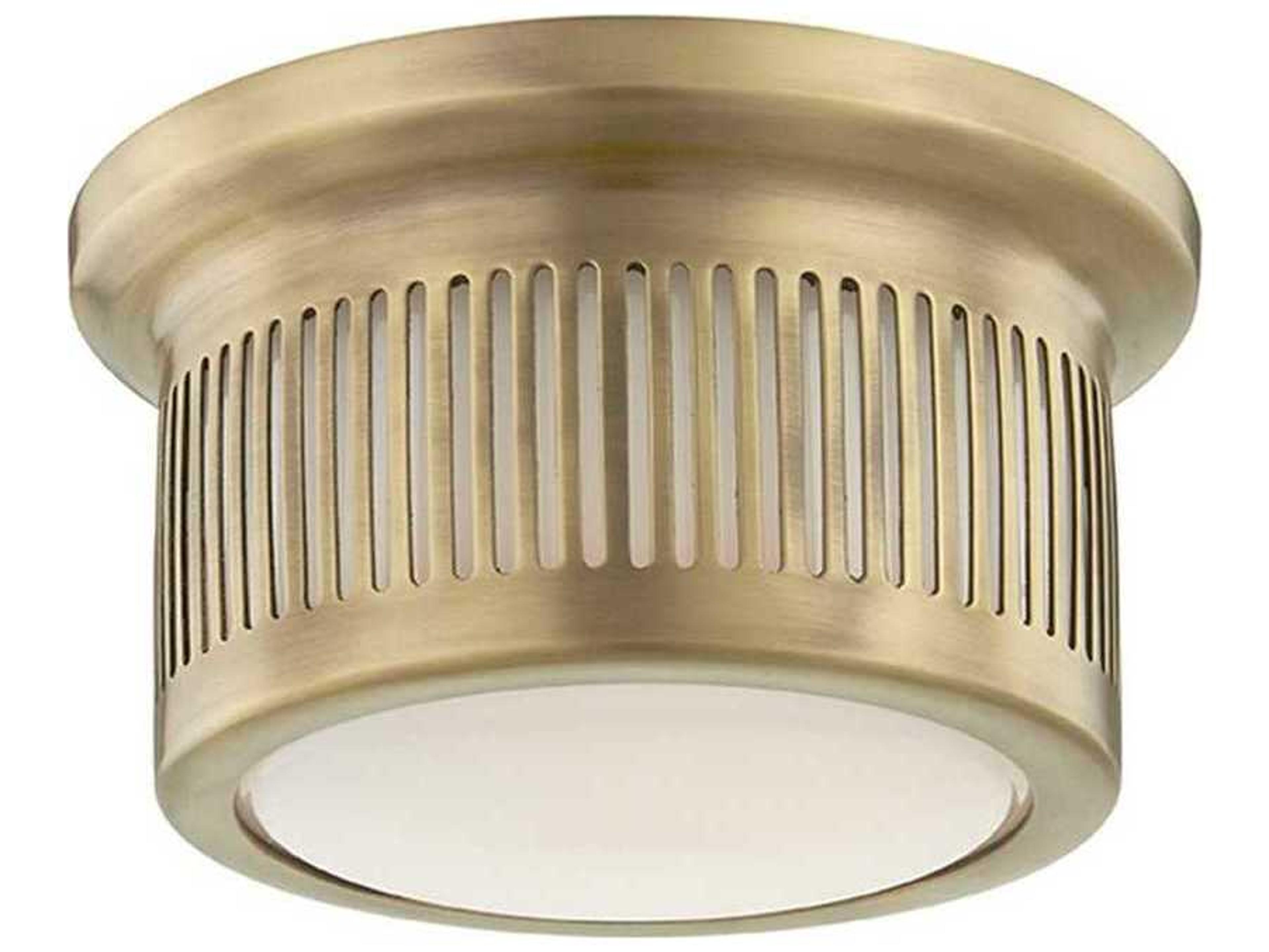 Hudson Valley Bangor 1-Light Aged Brass White Glass LED Drum Flush Mount