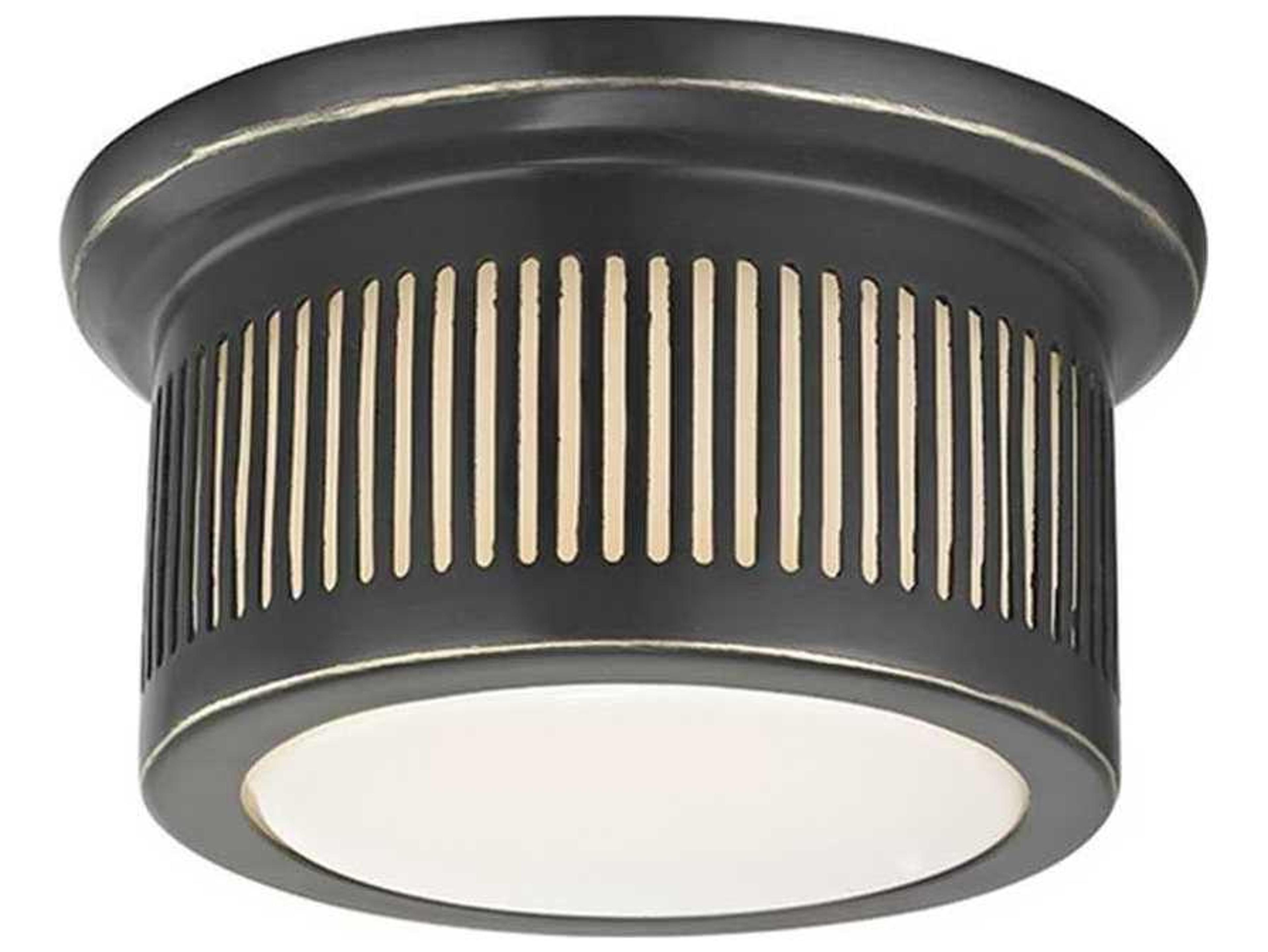 Hudson Valley Bangor 1-Light Old Bronze White Glass LED Drum Flush Mount