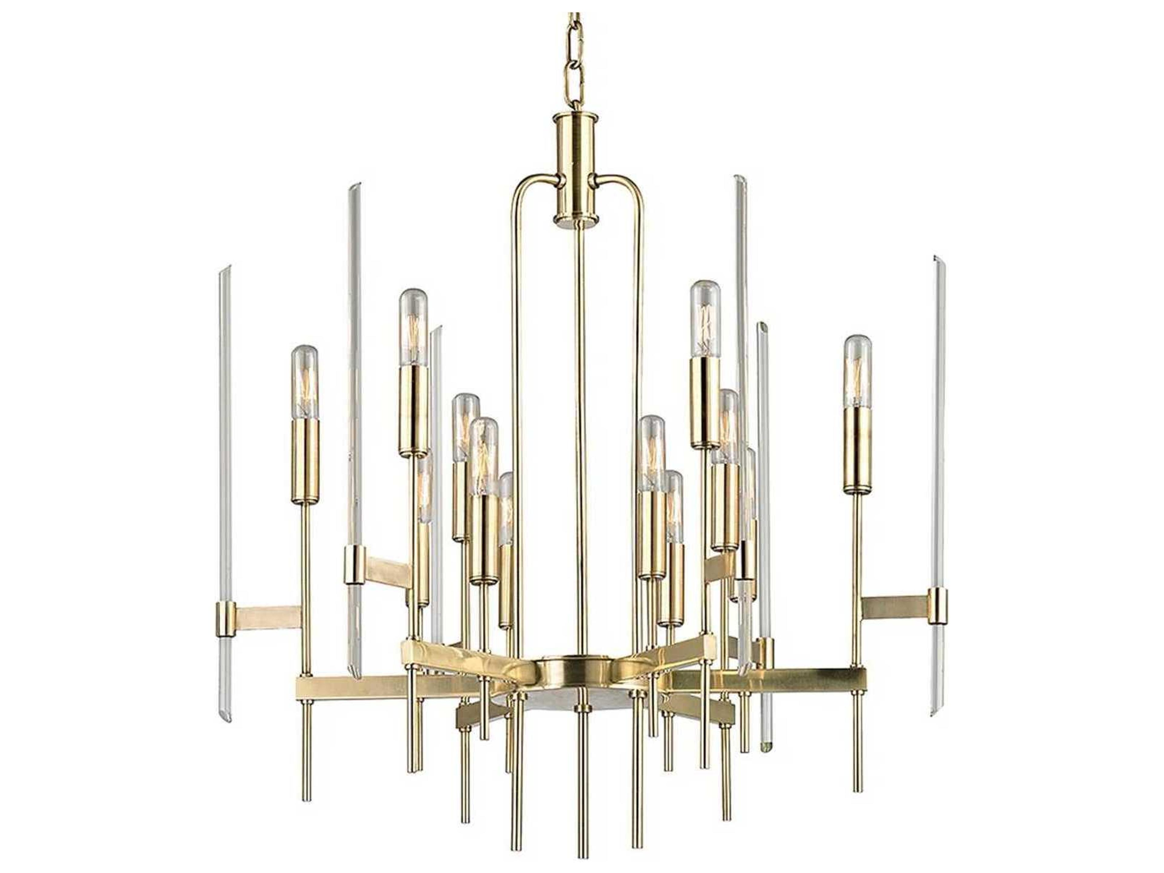 Hudson Valley Bari 12-Light Aged Brass Clear Glass Candelabra Chandelier