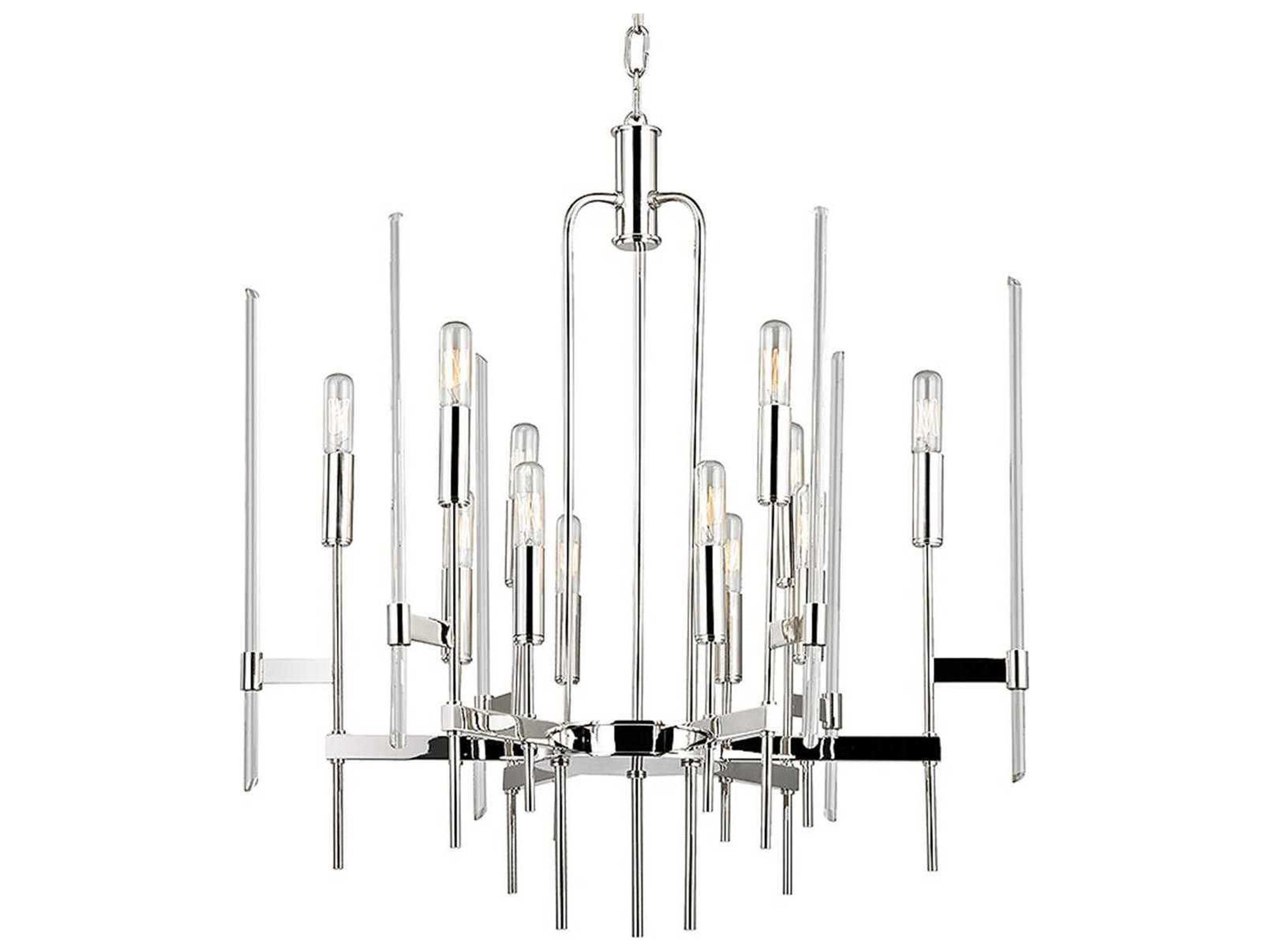 Hudson Valley Bari 12-Light Polished Nickel Clear Glass Candelabra Chandelier