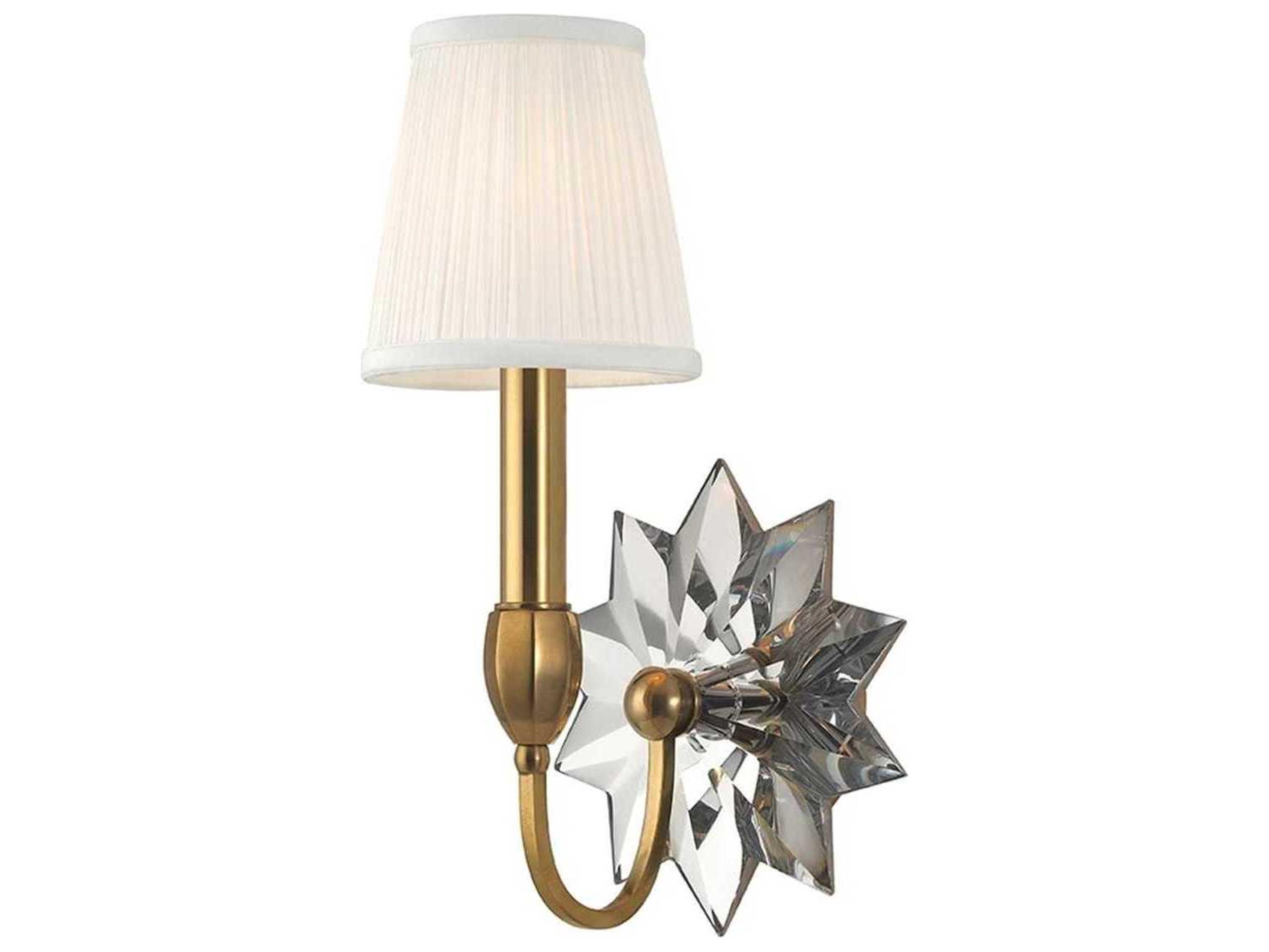 Hudson Valley Barton 1-Light Aged Brass White Crystal Wall Sconce