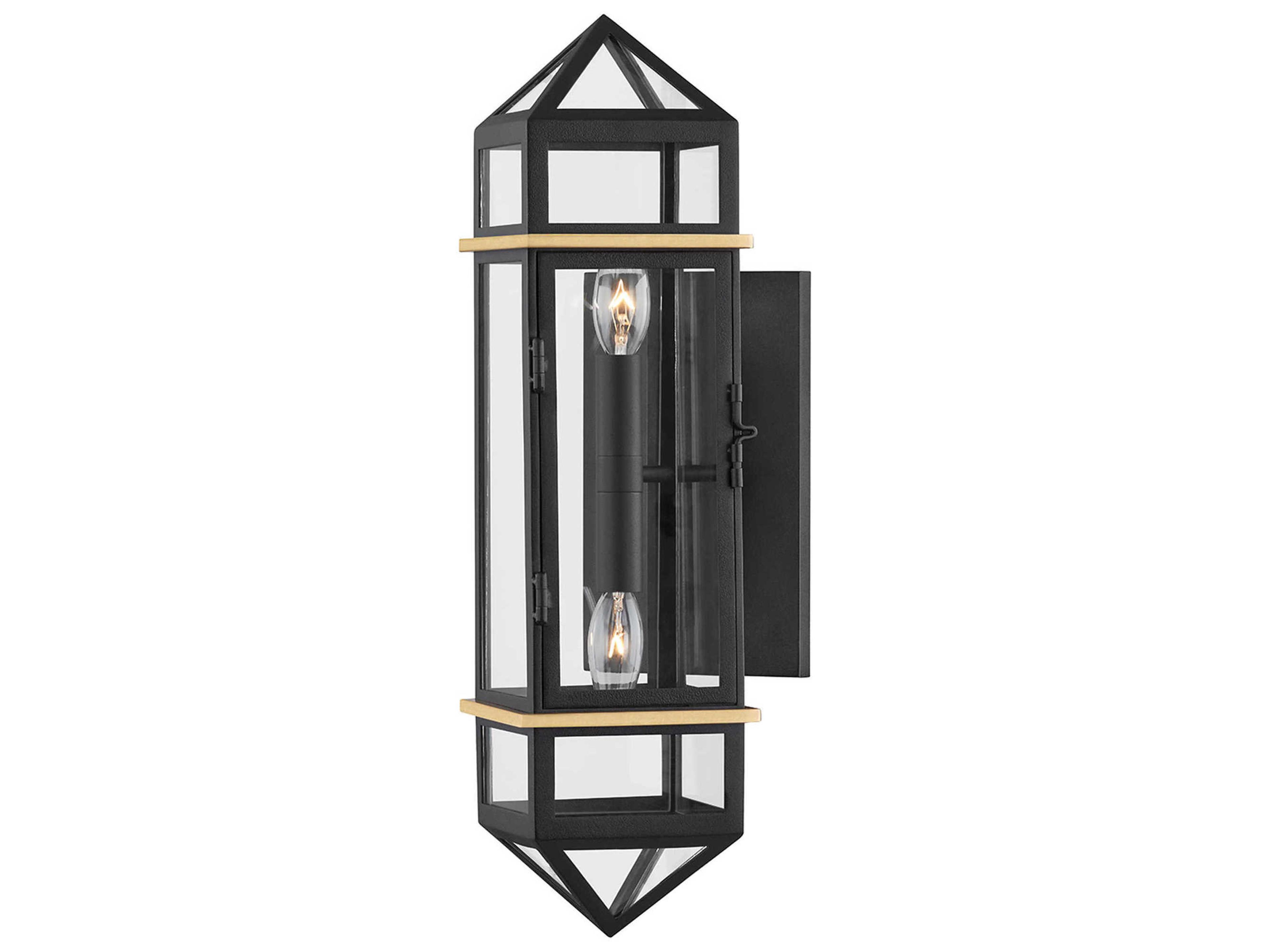 Hudson Valley Bedford Hills 2-Light Aged Brass Black LED Wall Sconce