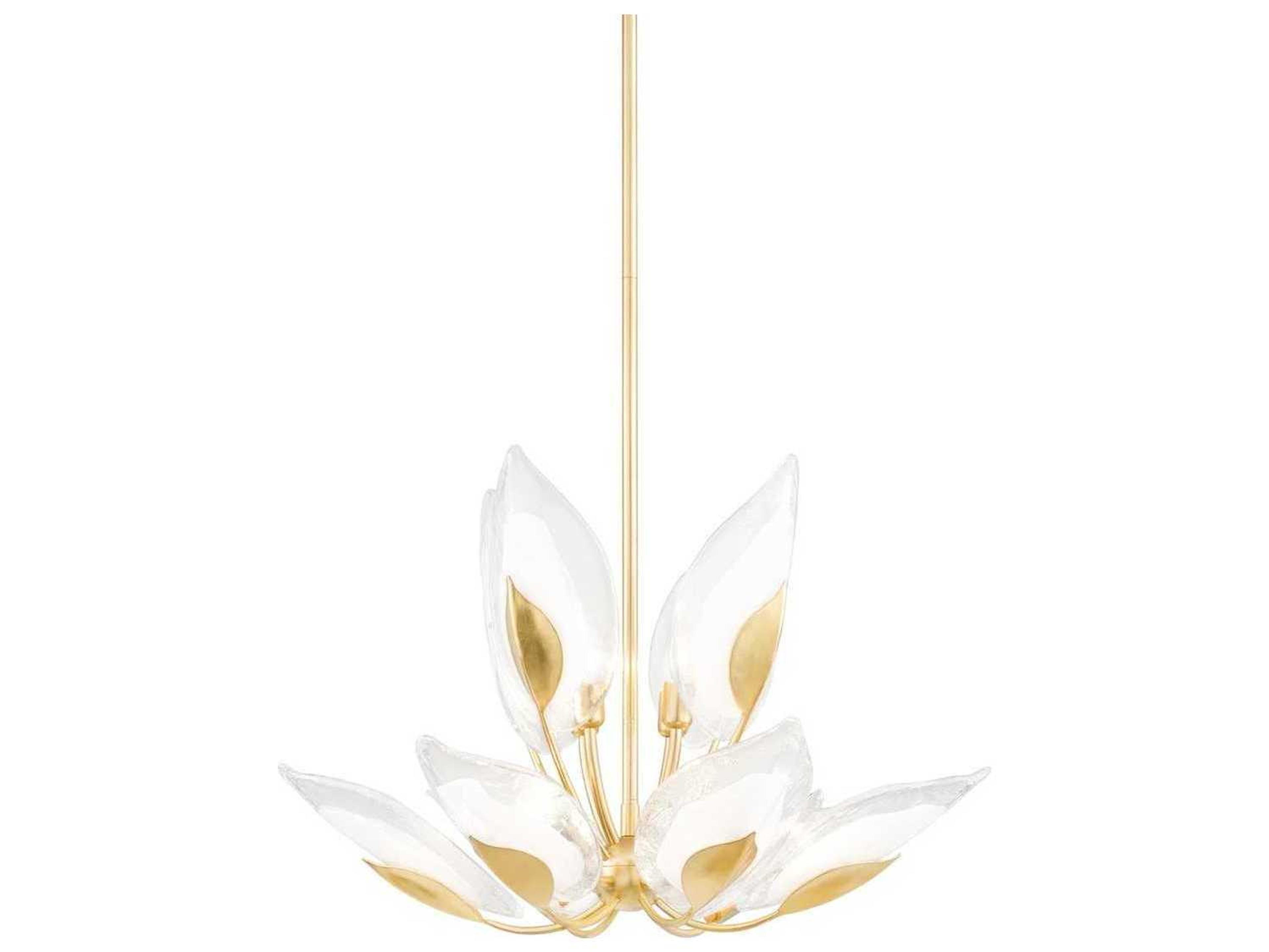 Hudson Valley Blossom 10-Light Gold Leaf Glass Candelabra Round Tiered Chandelier