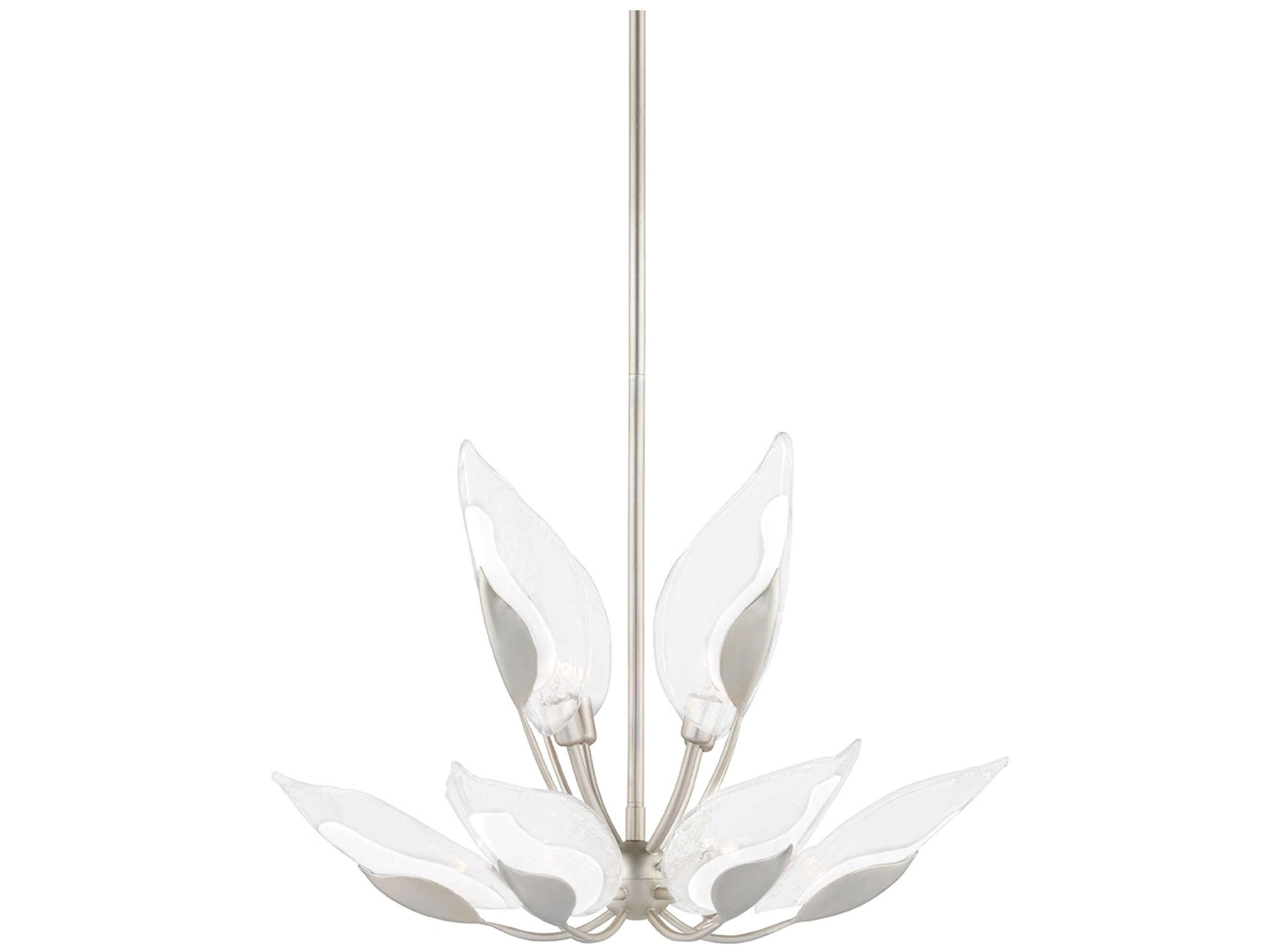 Hudson Valley Blossom 10-Light Silver Leaf Glass Candelabra Round Tiered Chandelier