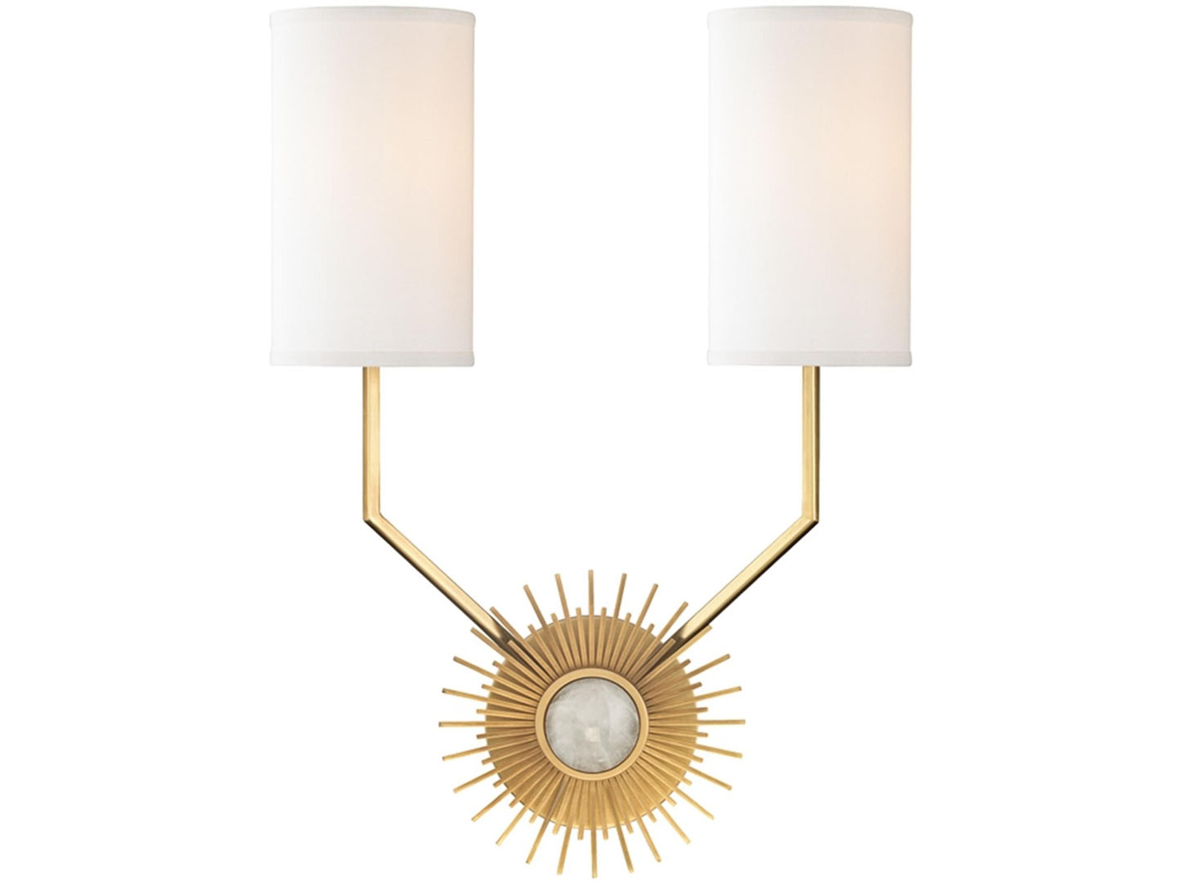 Hudson Valley Borland 2-Light Aged Brass White Crystal Wall Sconce