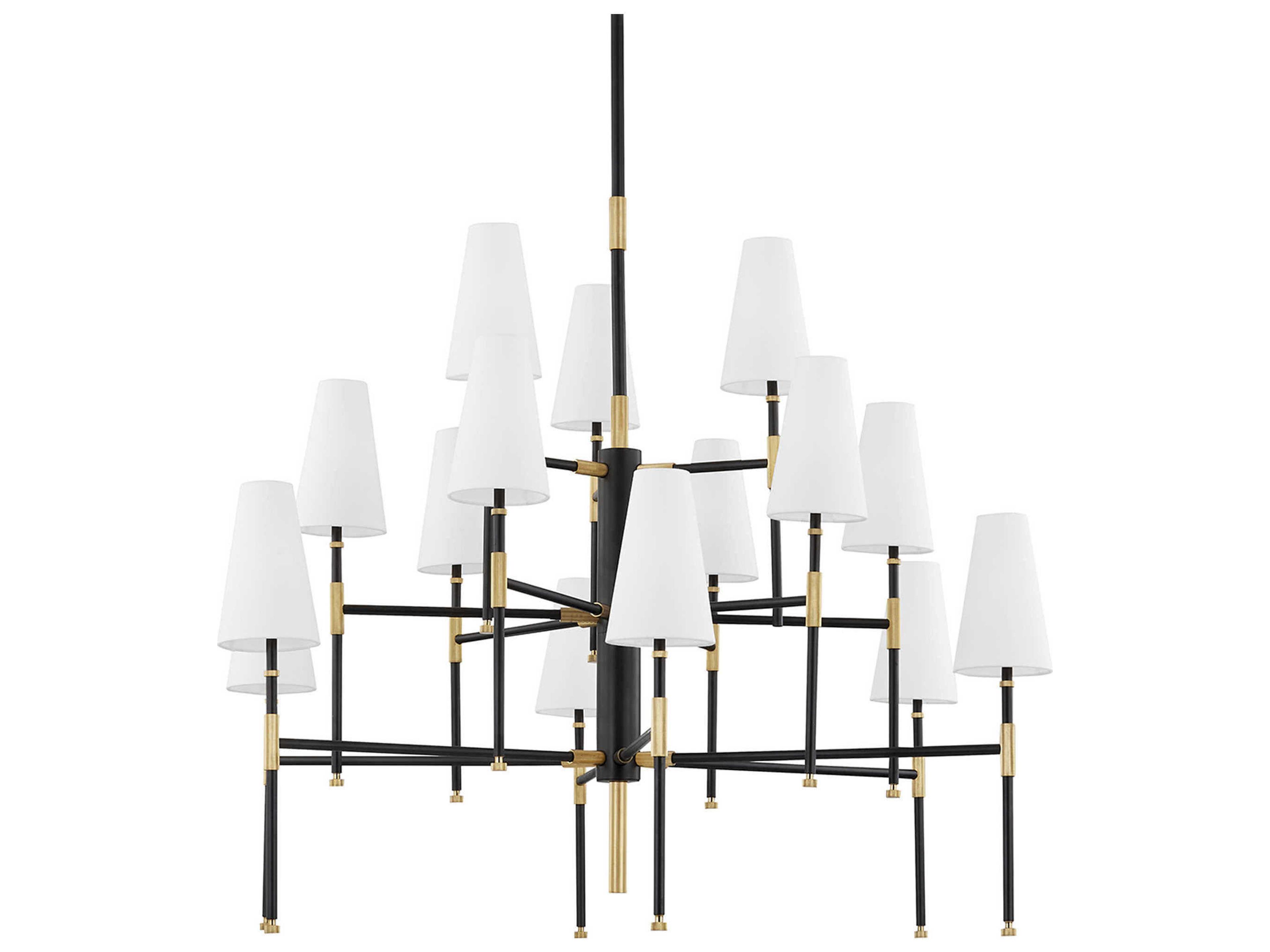Hudson Valley Bowery 15-Light Aged Old Bronze Glass LED Candelabra Empire Tiered Chandelier