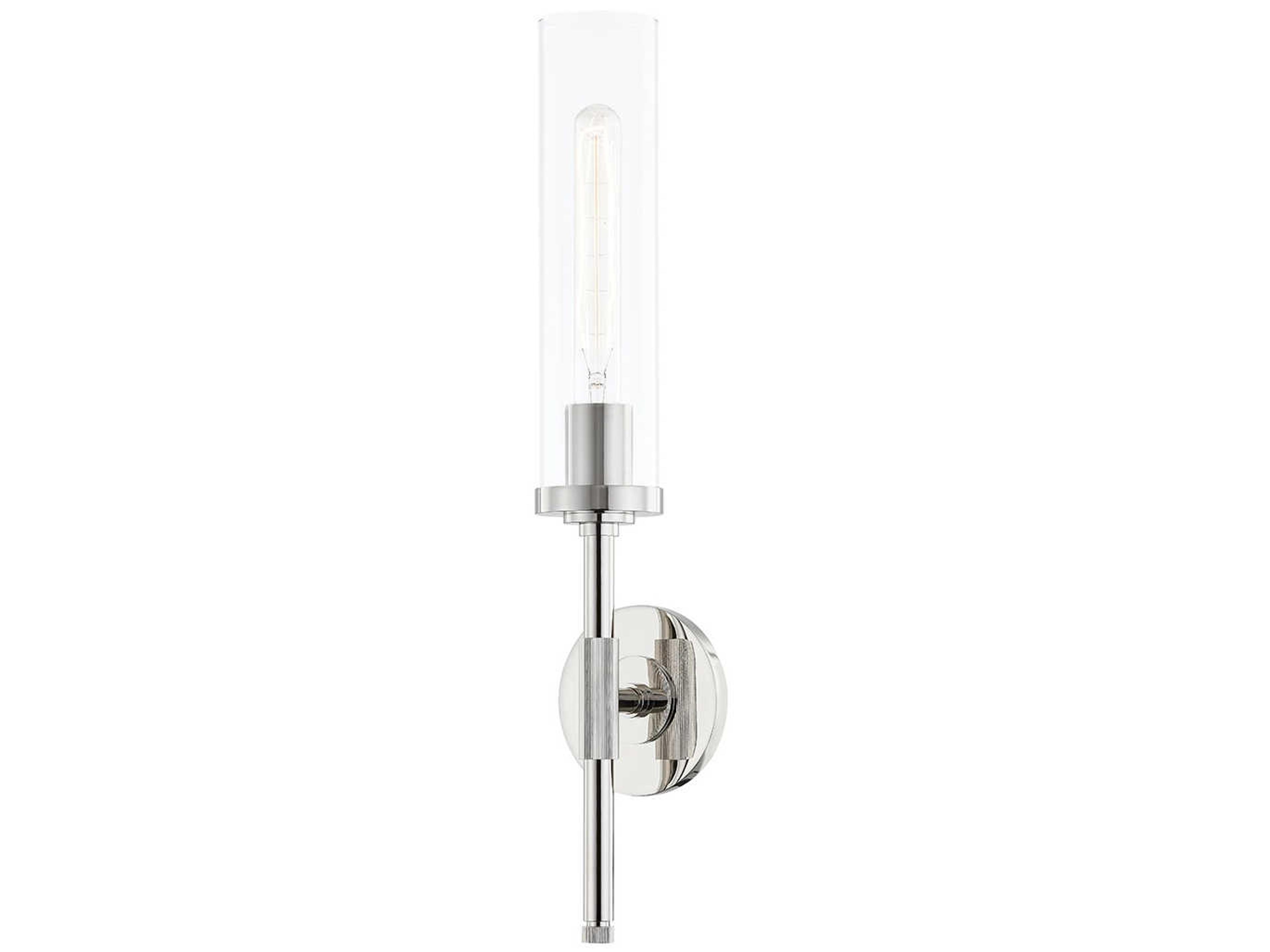 Hudson Valley Bowery 1-Light Polished Nickel Glass Wall Sconce