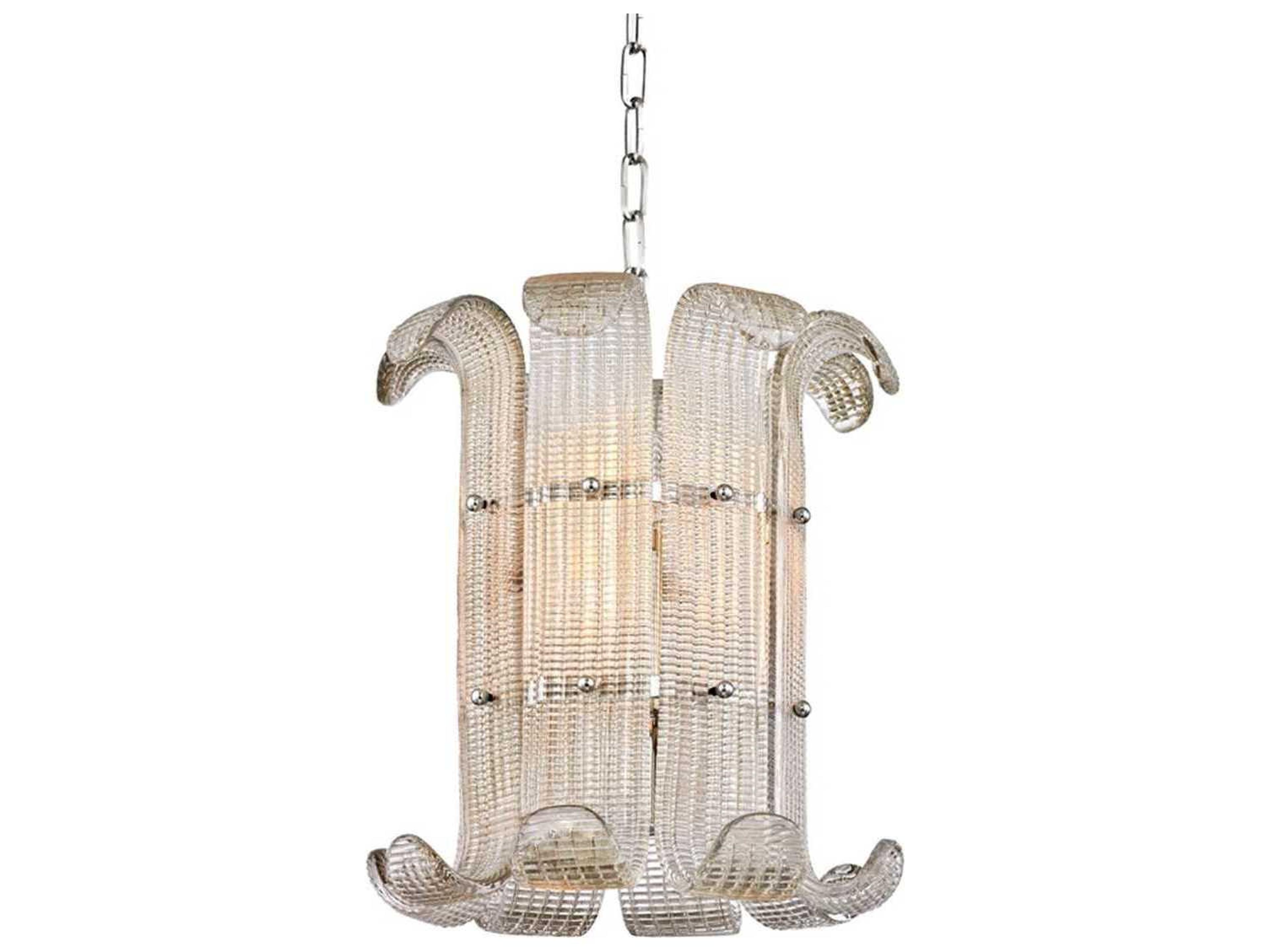 Hudson Valley Brasher 4-Light Polished Nickel Glass Cylinder Pendant