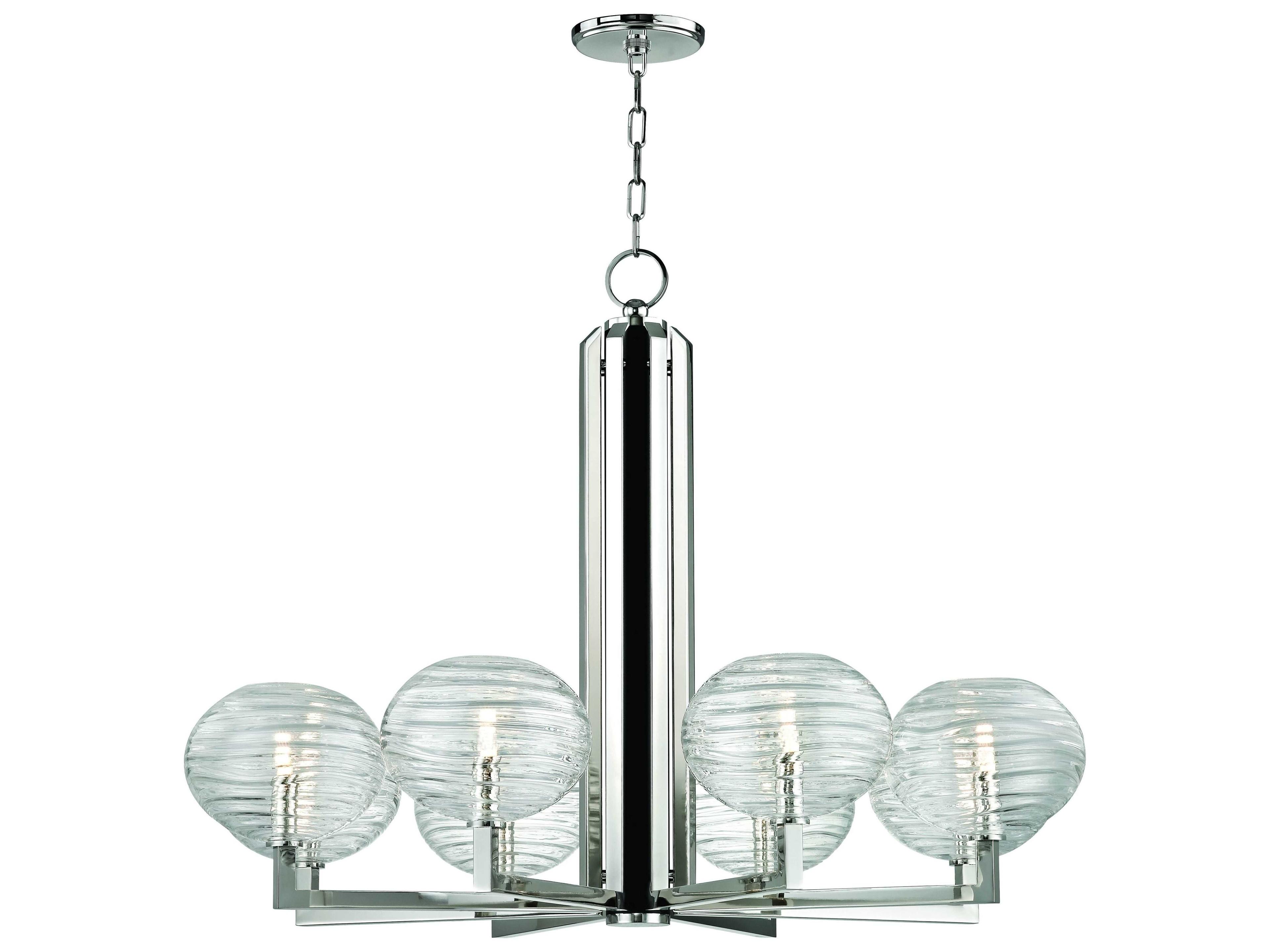 Hudson Valley Breton 8-Light Polished Nickel Clear Glass LED Globe Geometric Round Chandelier