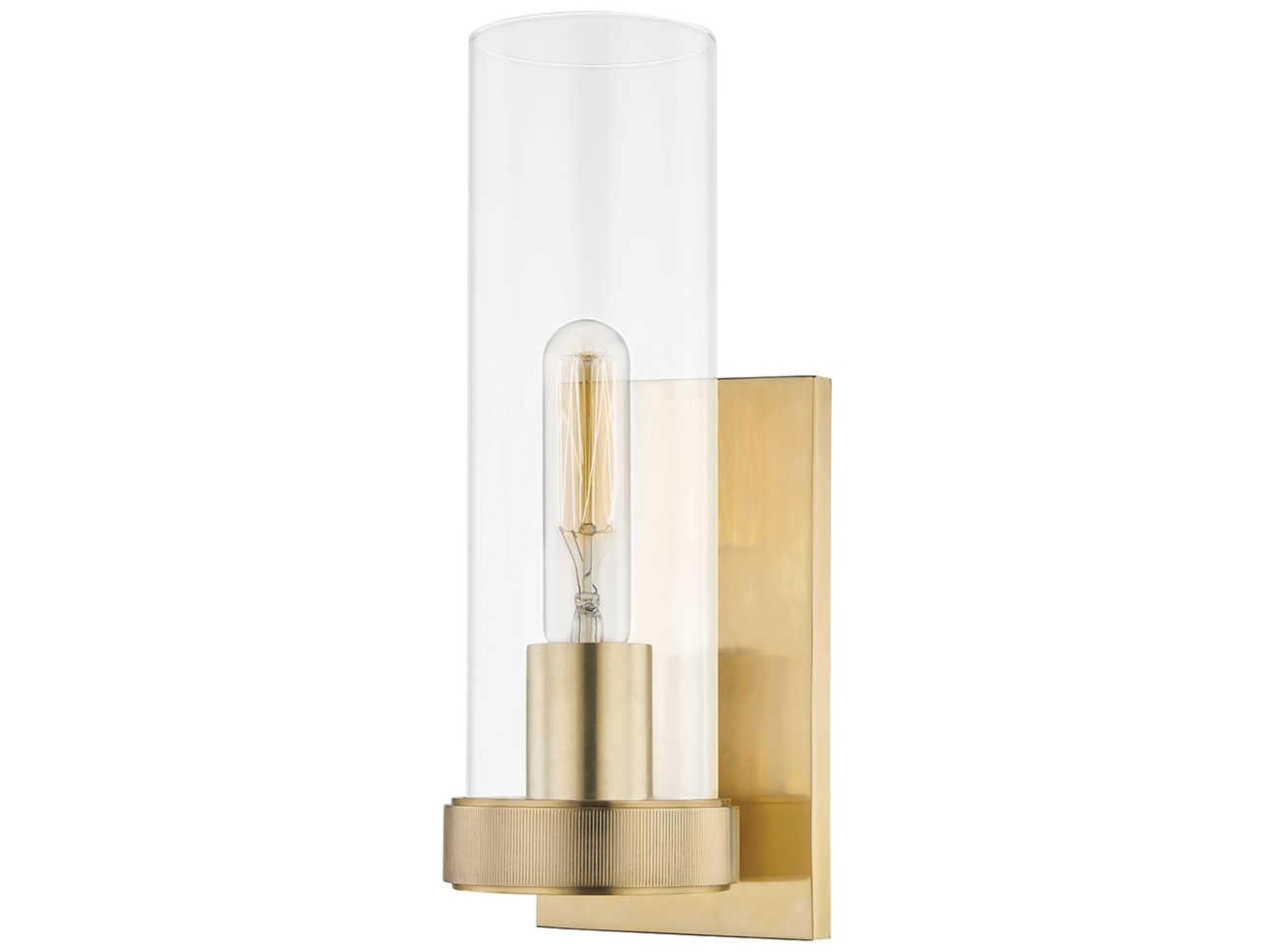 Hudson Valley Briggs 1-Light Aged Brass Glass Wall Sconce