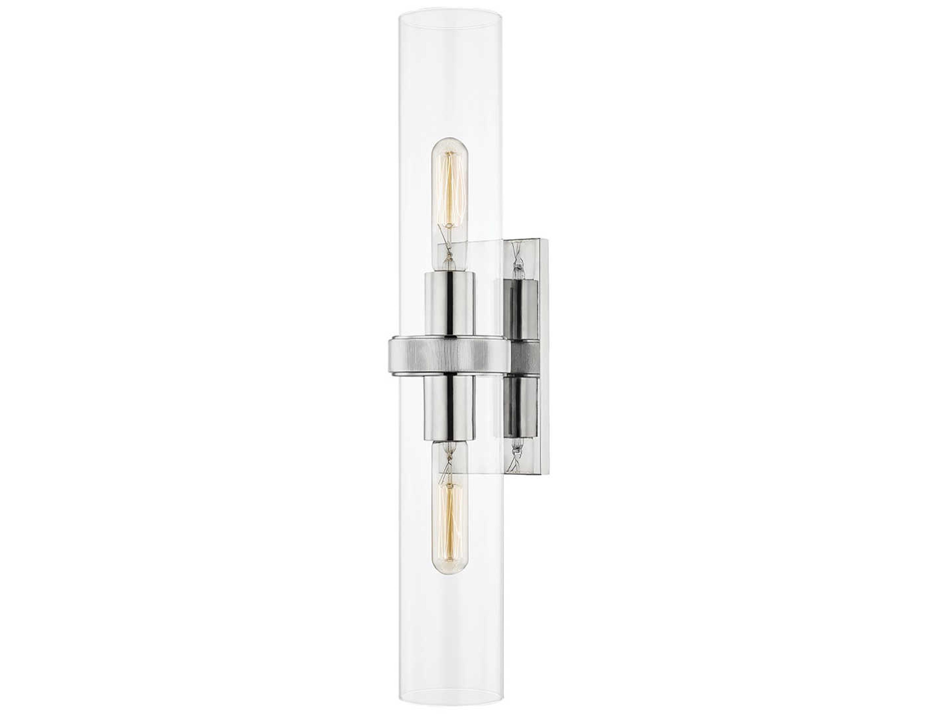 Hudson Valley Briggs 2-Light Polished Nickel Glass Wall Sconce