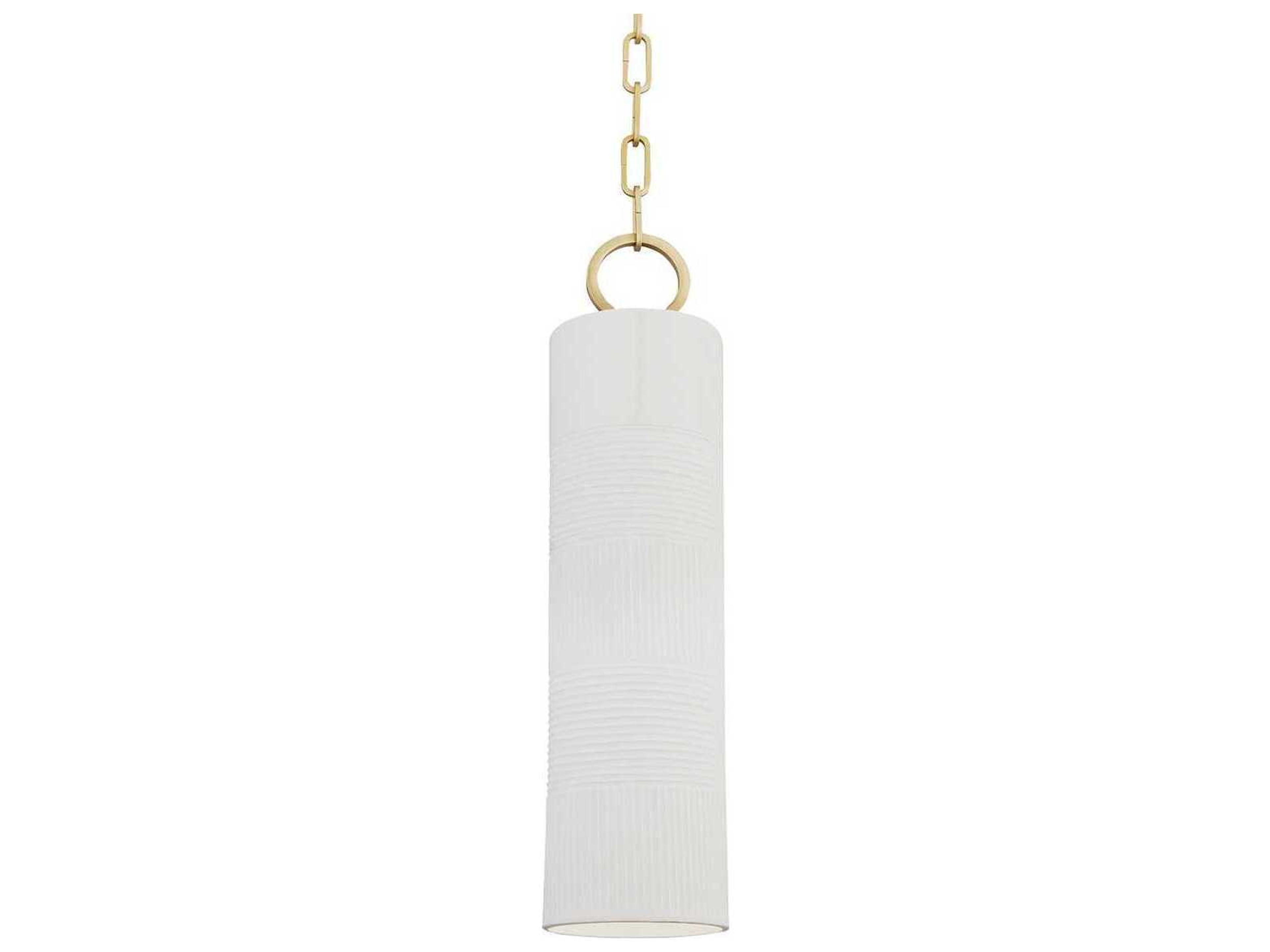 Hudson Valley Brookville 1-Light Aged Brass White Cylinder Mini Pendant