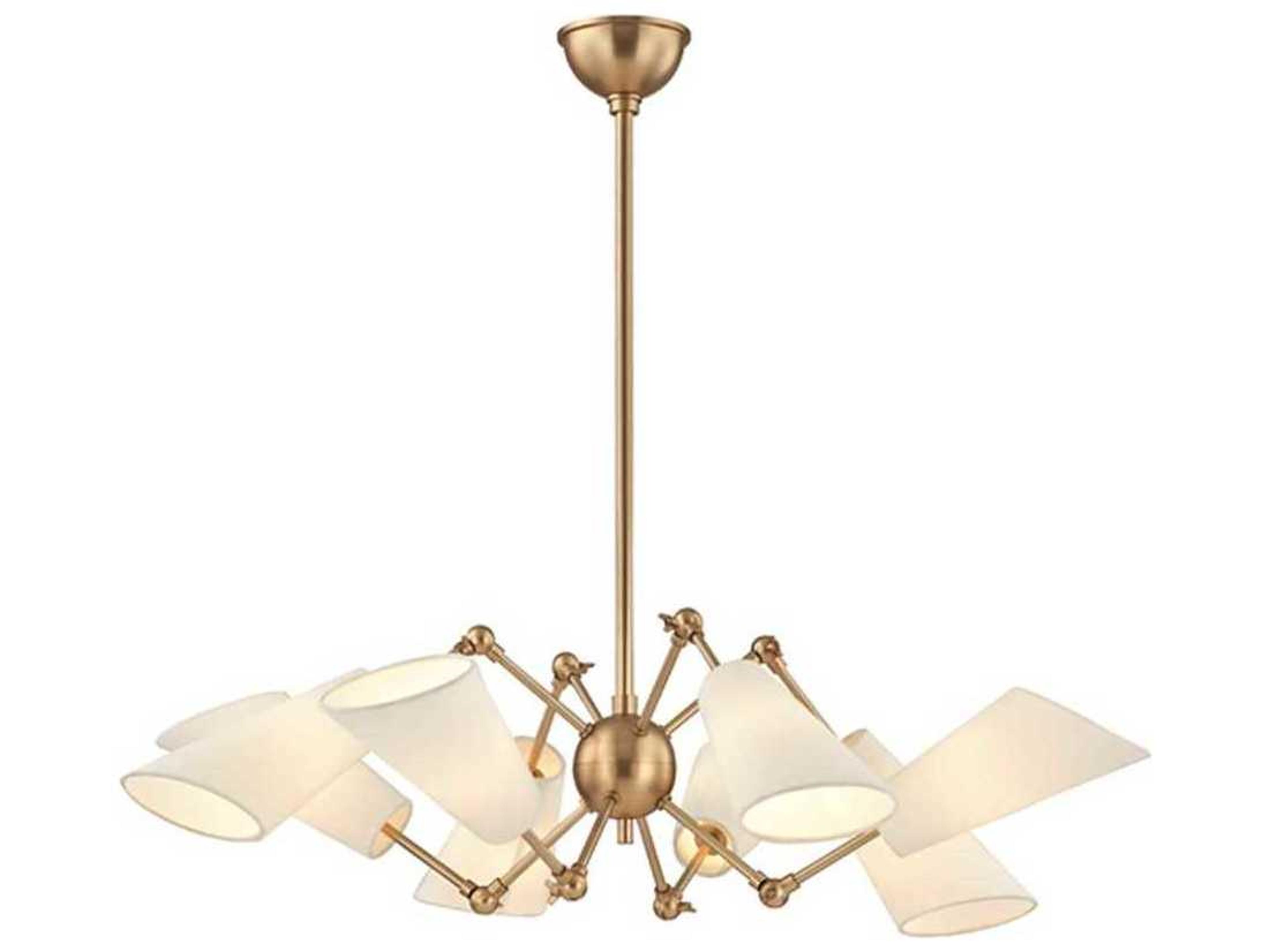 Hudson Valley Buckingham 8-Light Aged Brass Off White Candelabra Chandelier
