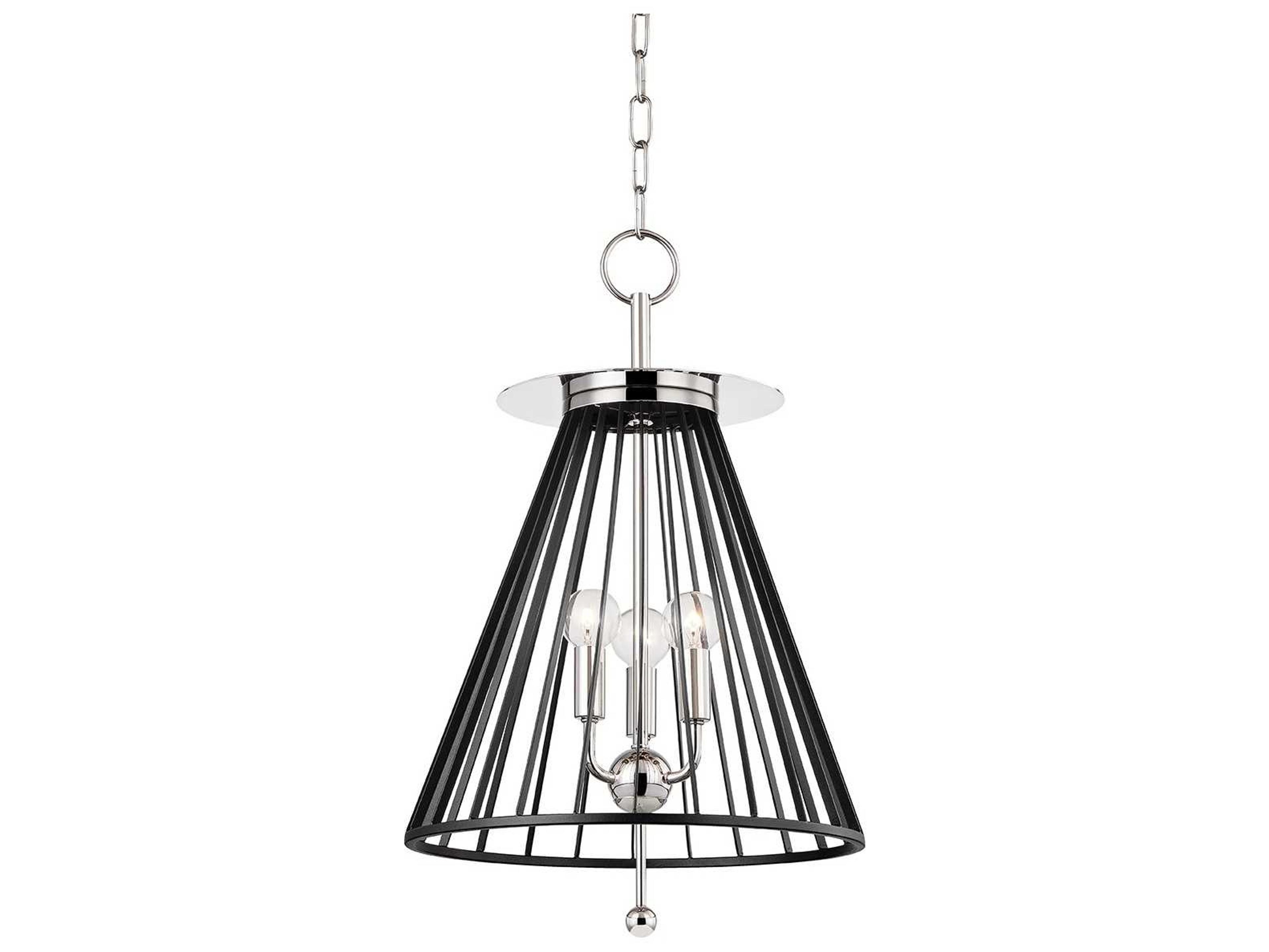 Hudson Valley Cagney 3-Light Polished Nickel Black Candelabra Geometric Chandelier