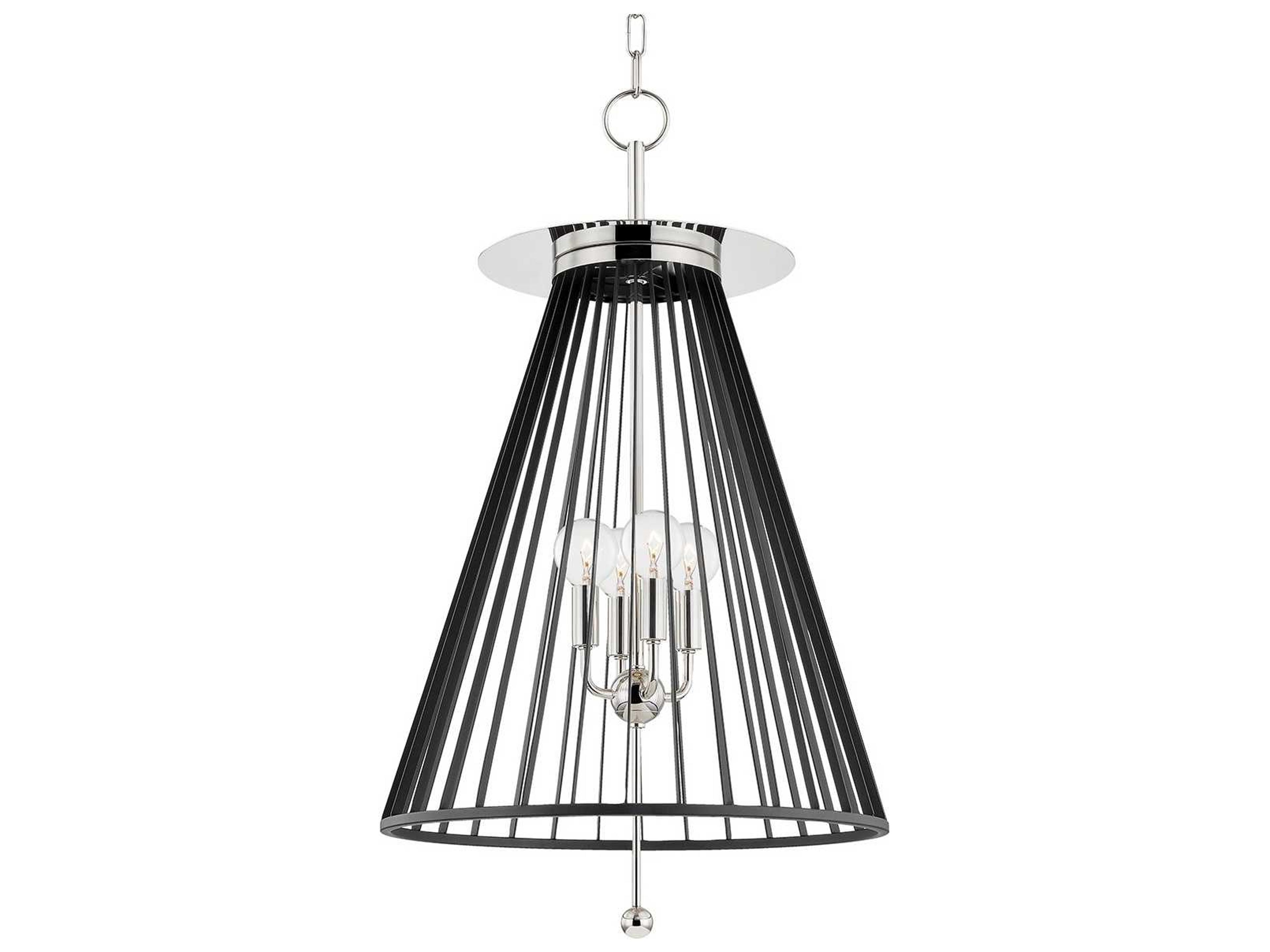 Hudson Valley Cagney 4-Light Polished Nickel Black Candelabra Chandelier