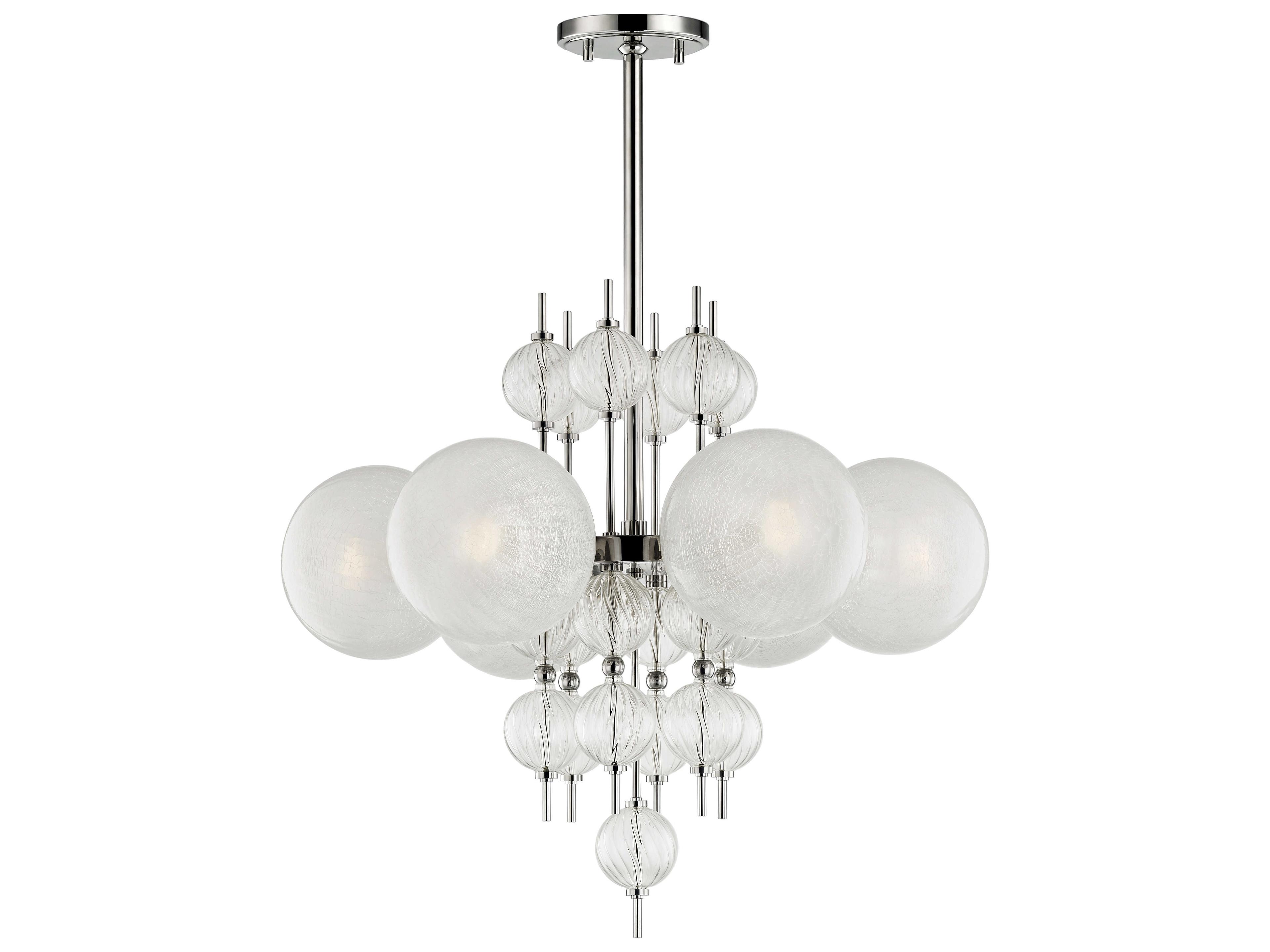 Hudson Valley Calypso 6-Light Polished Nickel Clear Glass Globe Geometric Round Chandelier