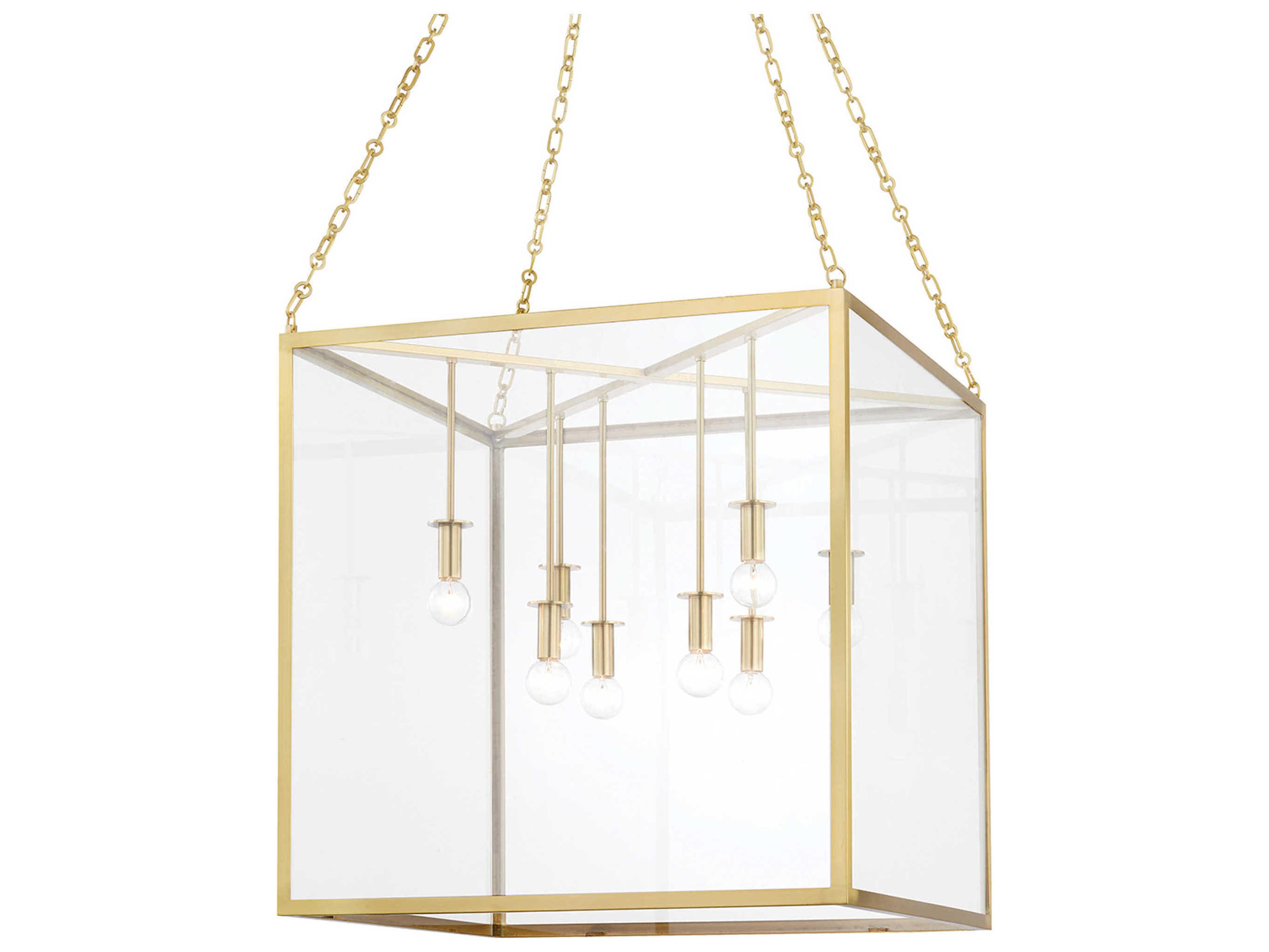 Hudson Valley Catskill 8-Light Aged Brass Glass LED Candelabra Linear Chandelier