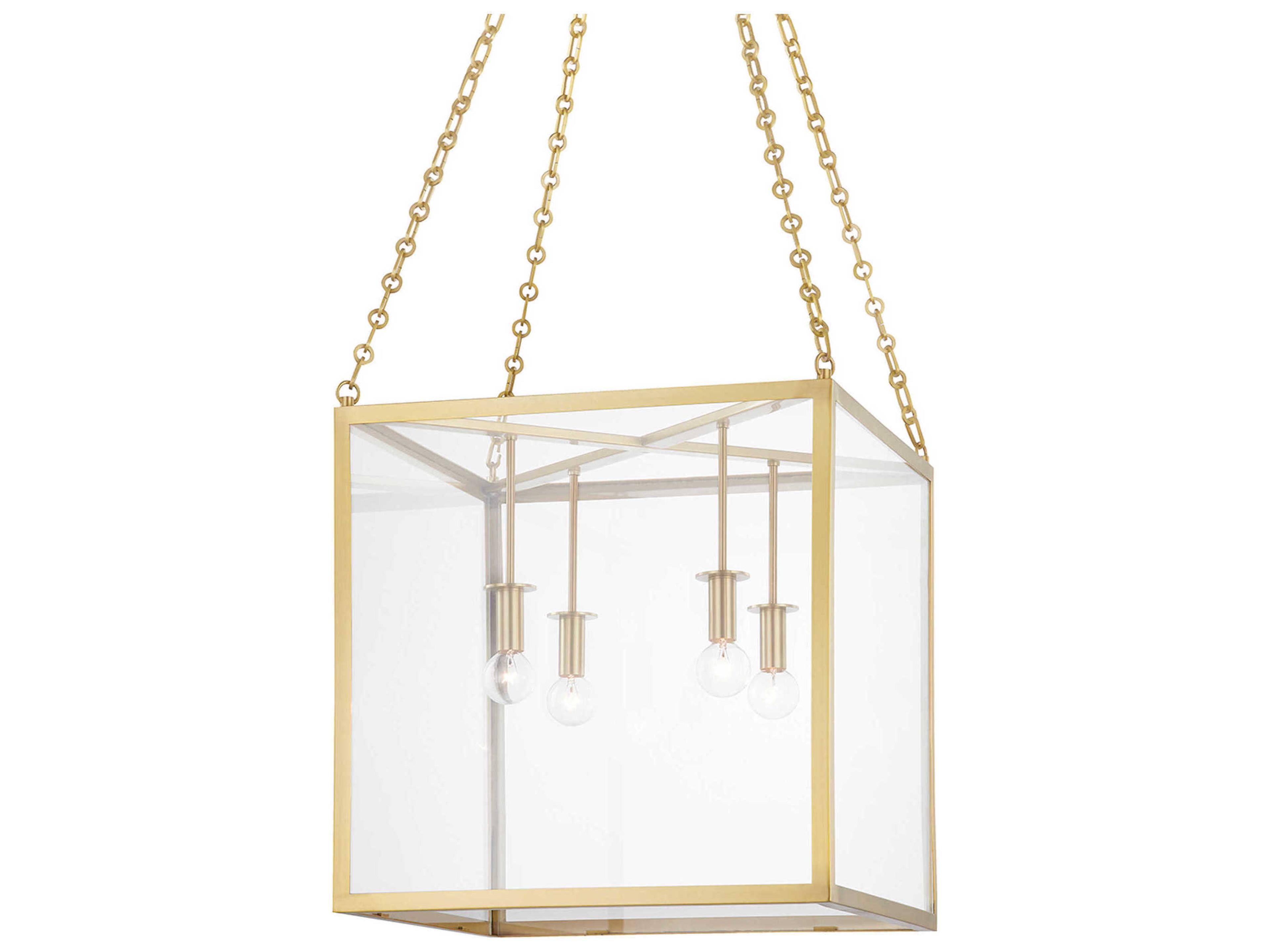 Hudson Valley Catskill 4-Light Aged Brass Glass LED Candelabra Linear Chandelier