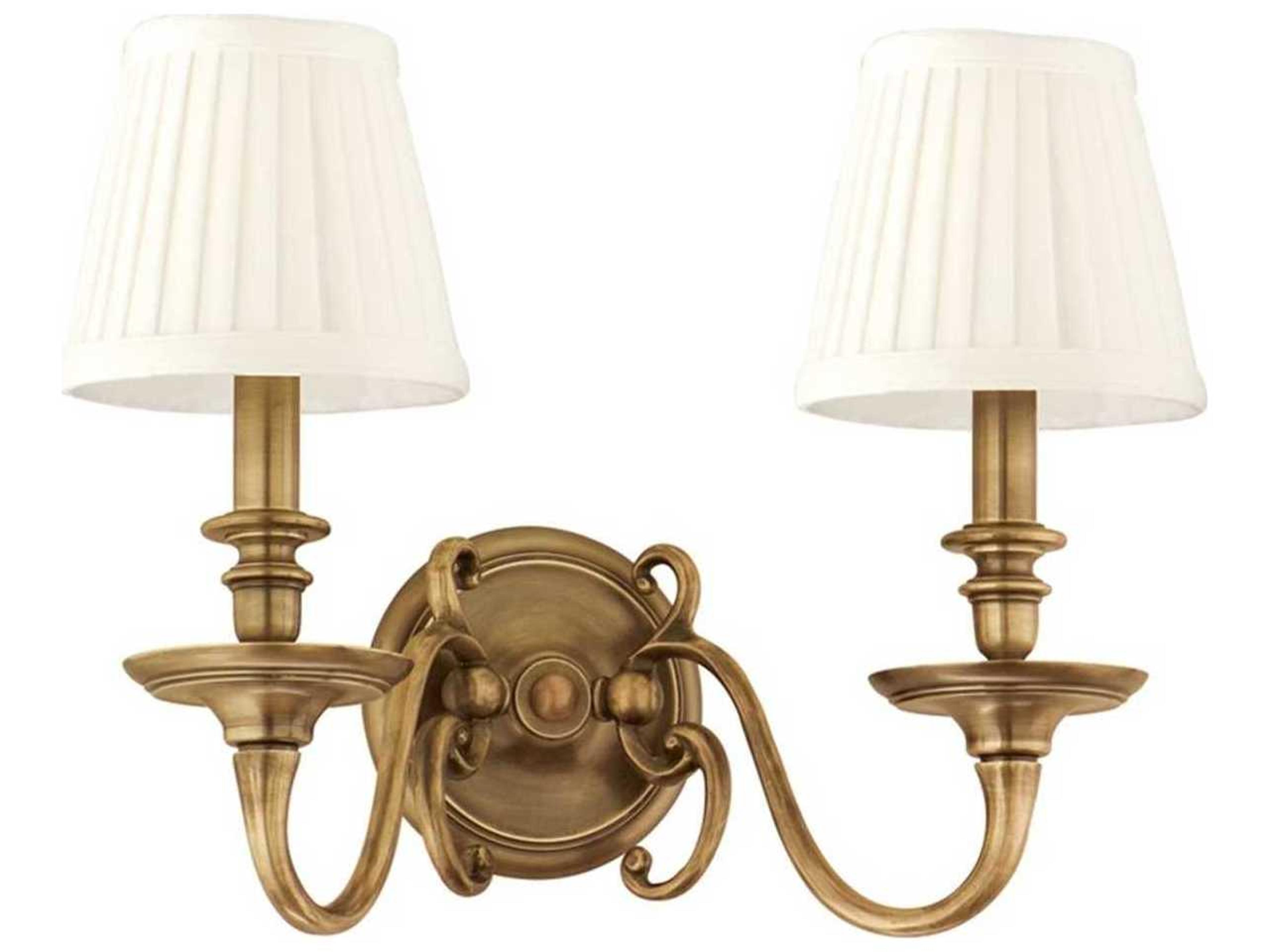 Hudson Valley Charleston 2-Light Aged Brass Off White Wall Sconce