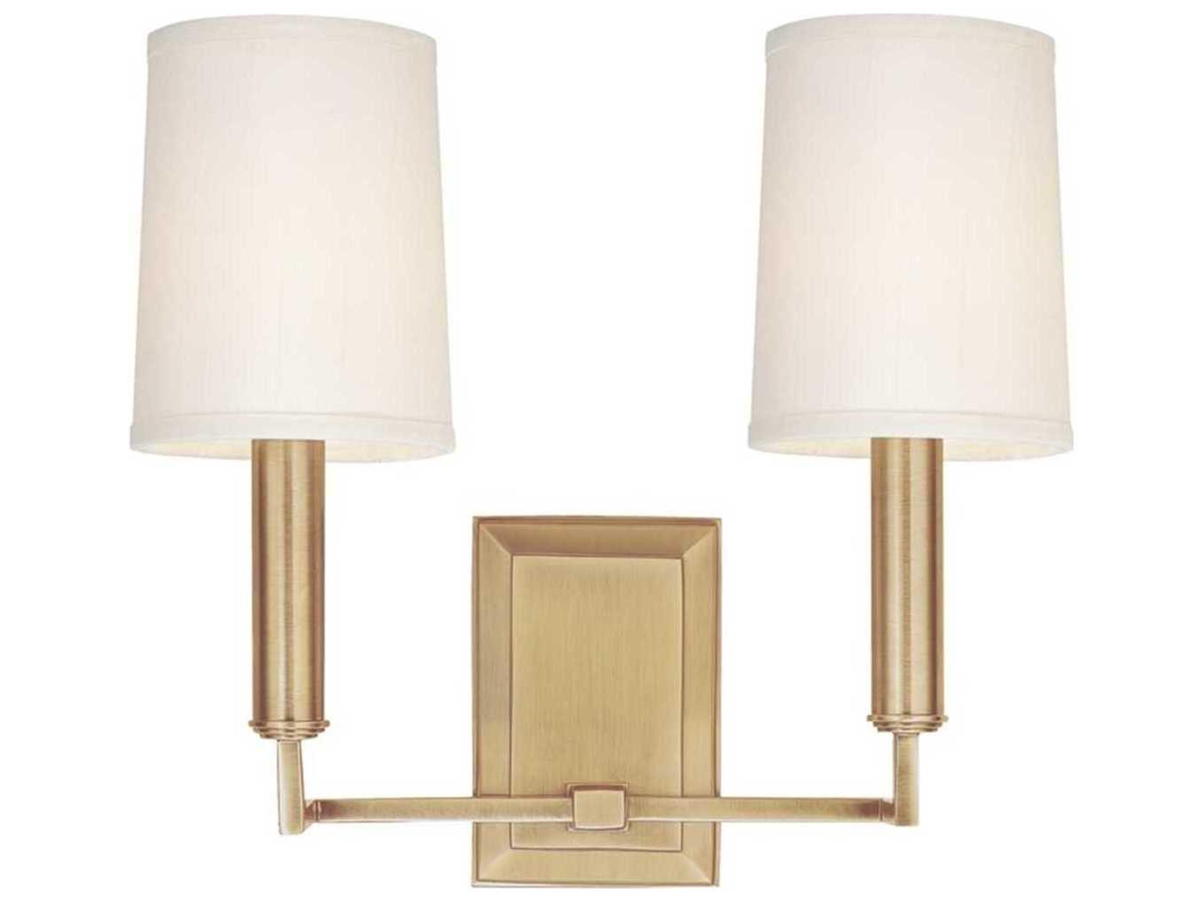 Clinton 2-Light Aged Brass Off White Wall Sconce