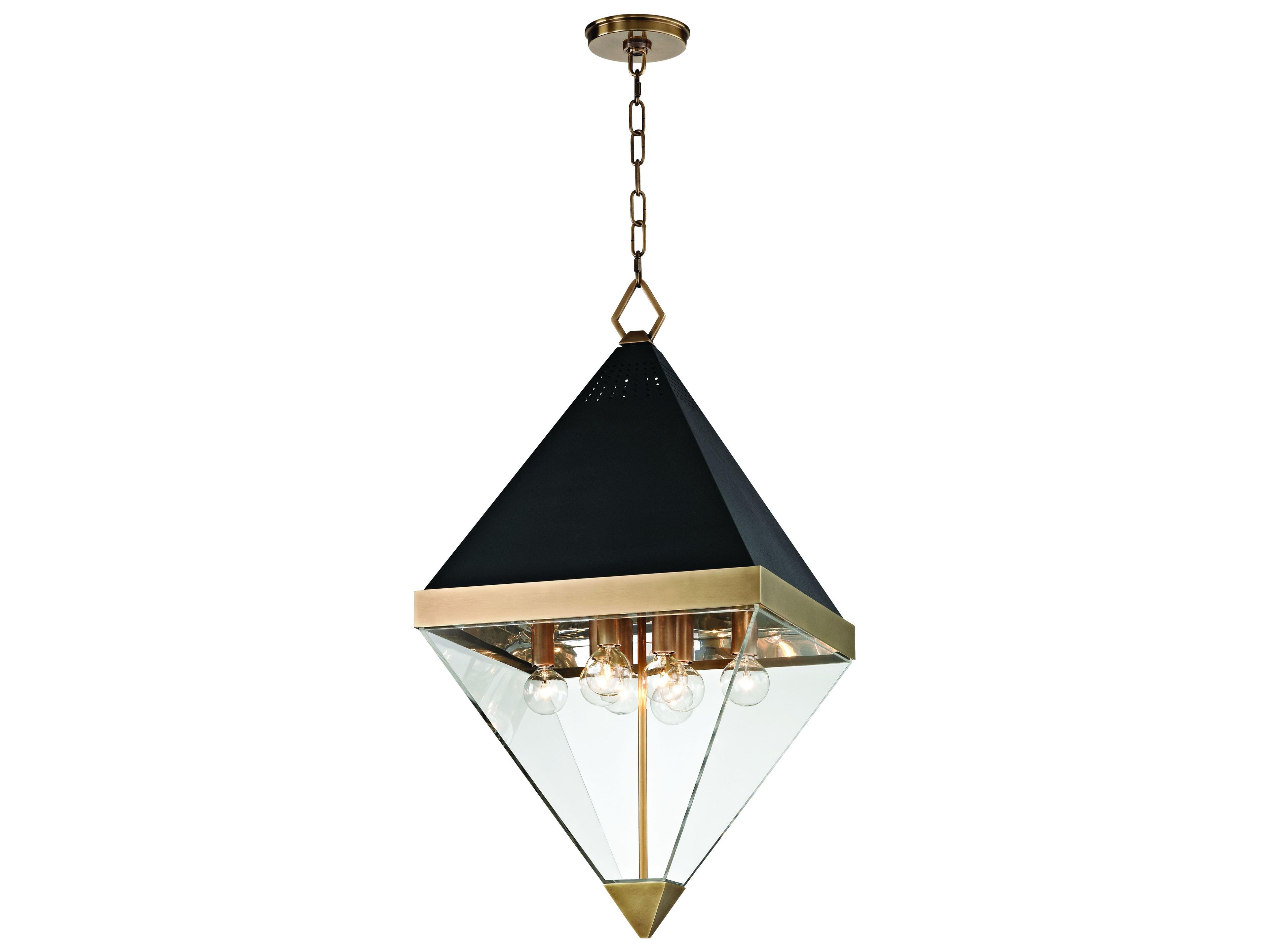 Hudson Valley Coltrane 8-Light Aged Brass Black Textured Clear Geometric Pendant