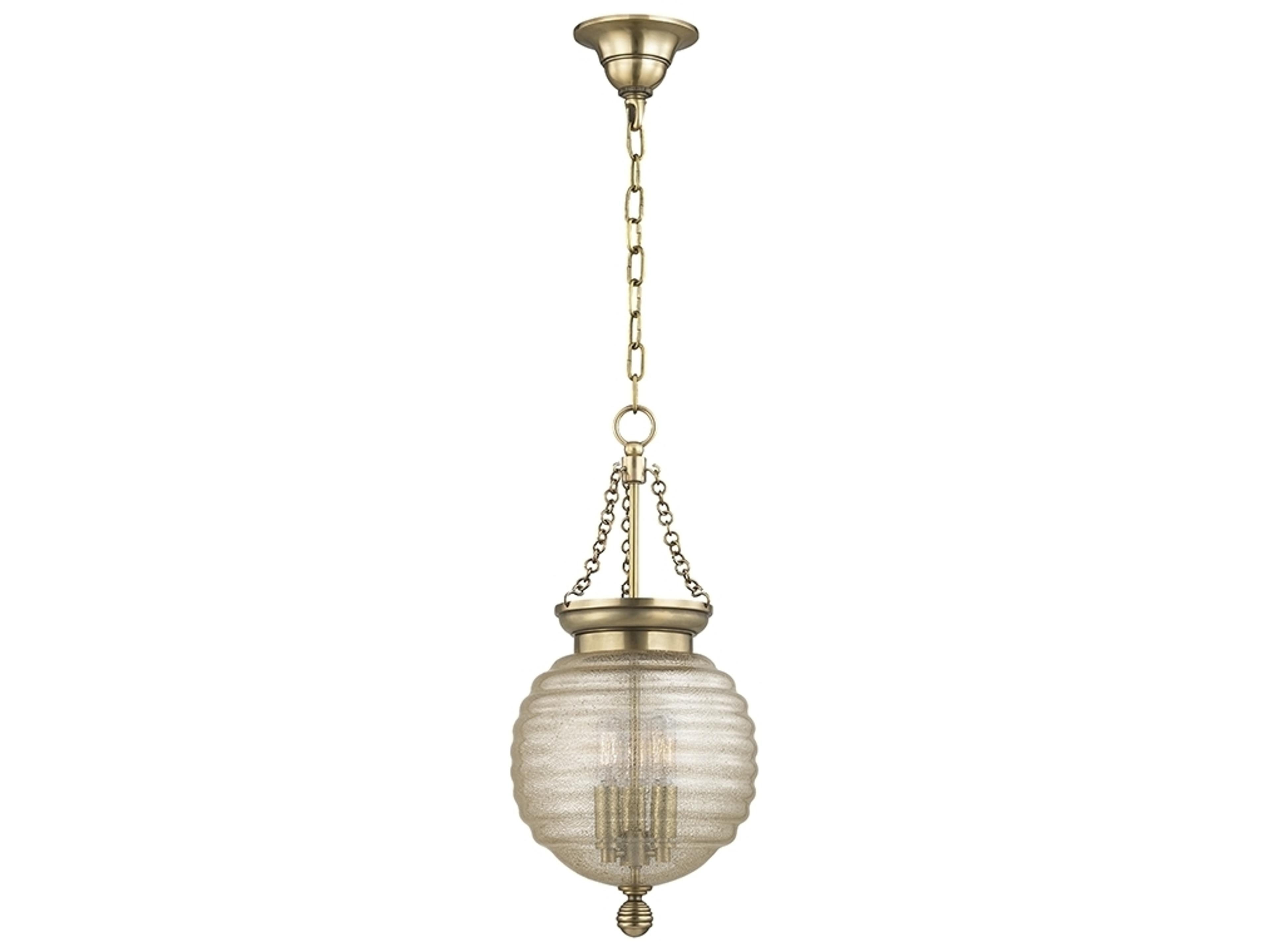 Hudson Valley Coolidge 3-Light Aged Brass Clear Glass Round Mini Pendant