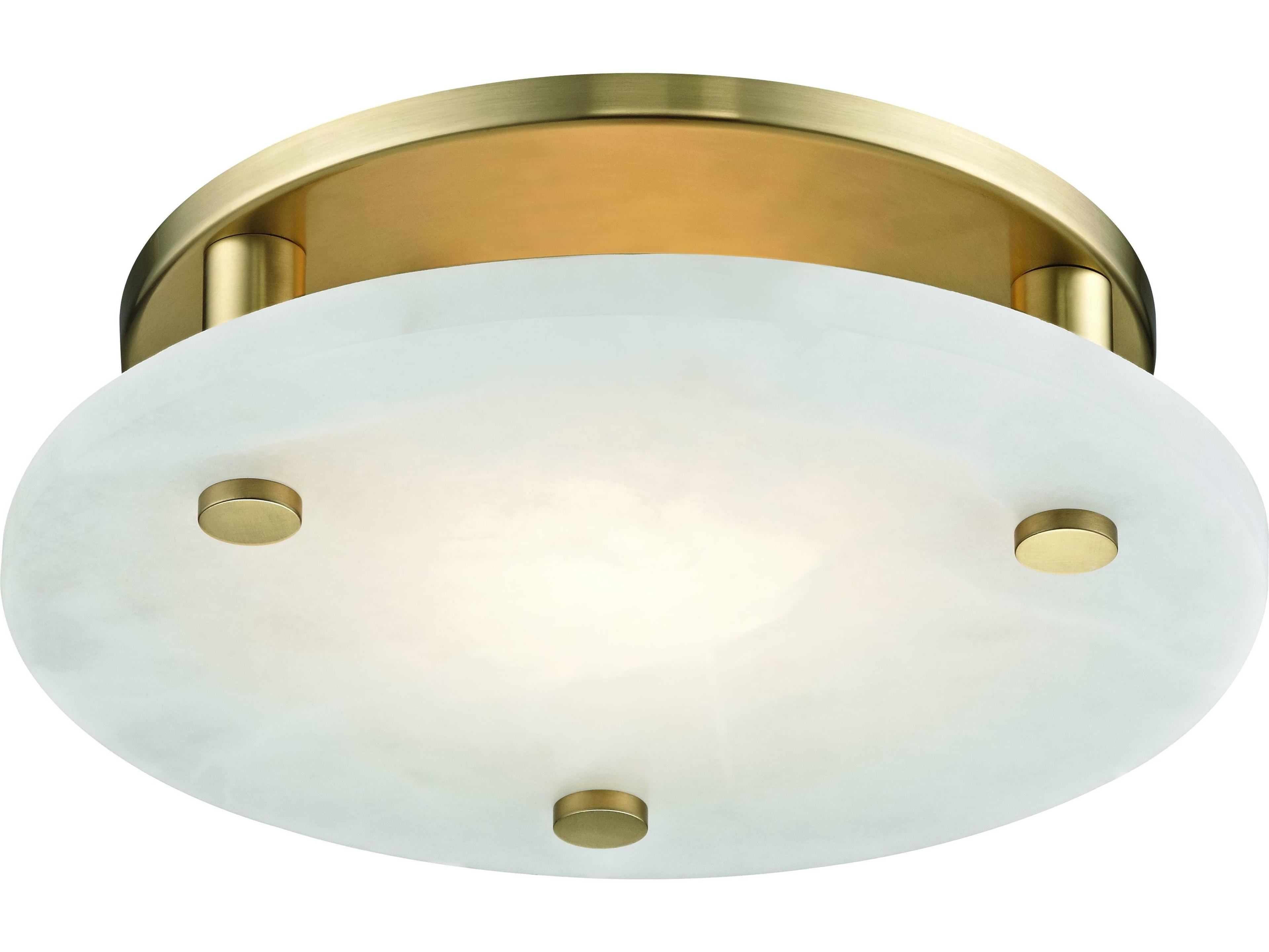 Hudson Valley Croton 1-Light Aged Brass White LED Drum Flush Mount
