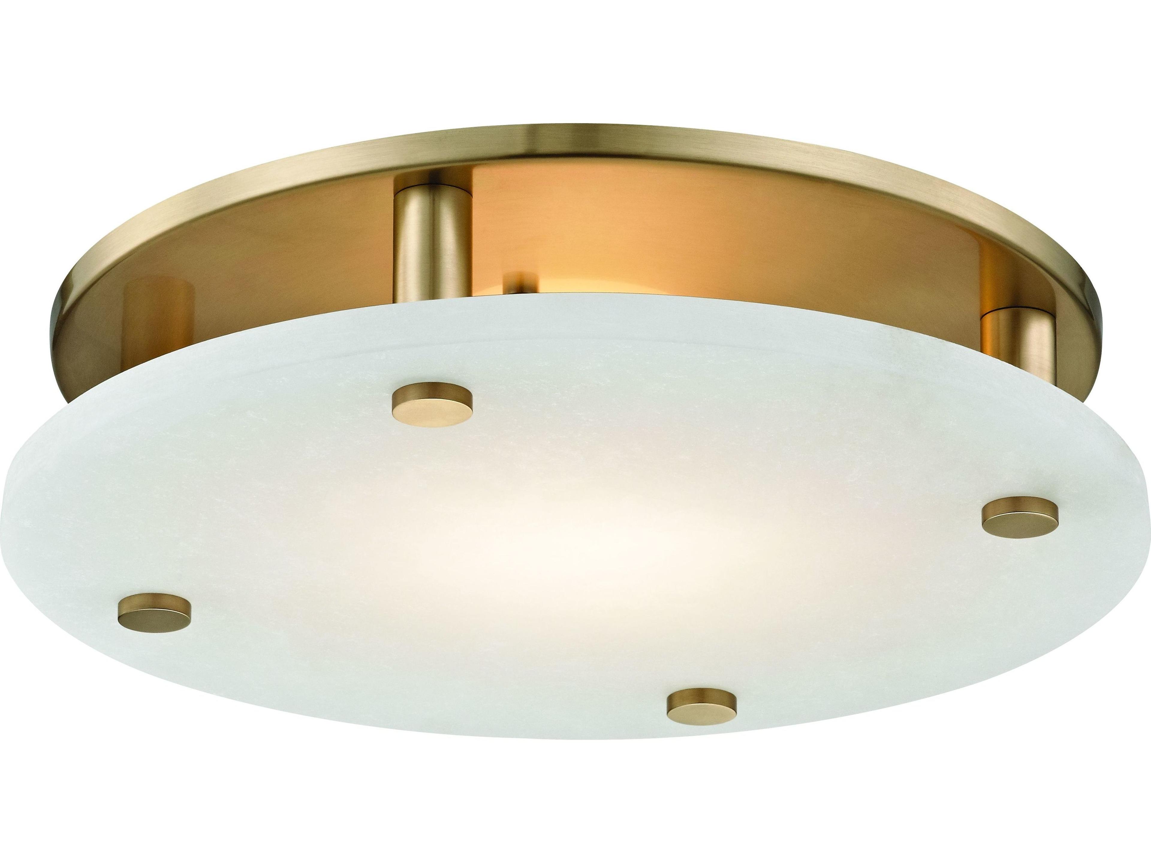 Hudson Valley Croton 1-Light Aged Brass White LED Drum Flush Mount