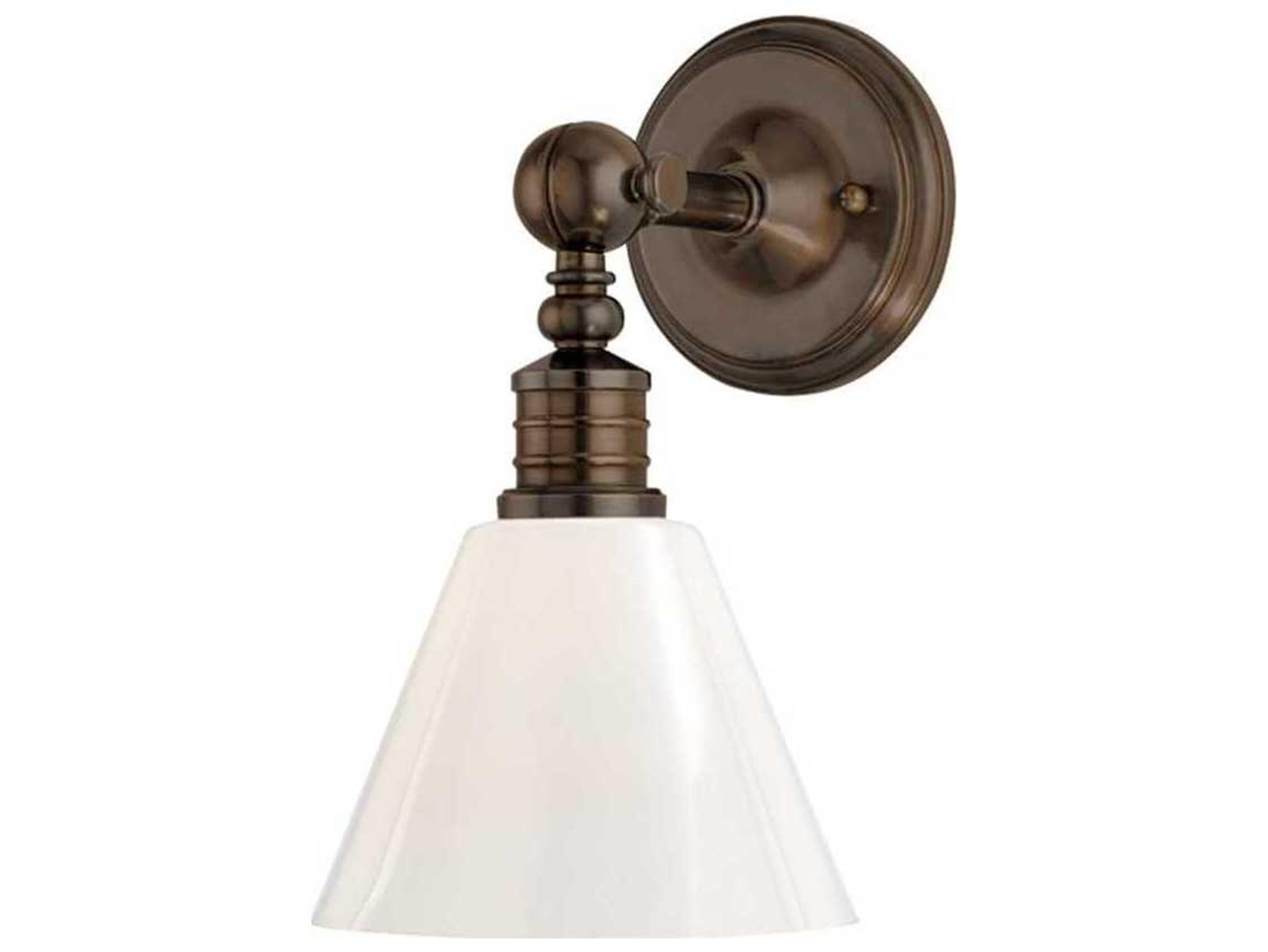Hudson Valley Darien 1-Light Distressed Bronze Off White Glass Wall Sconce