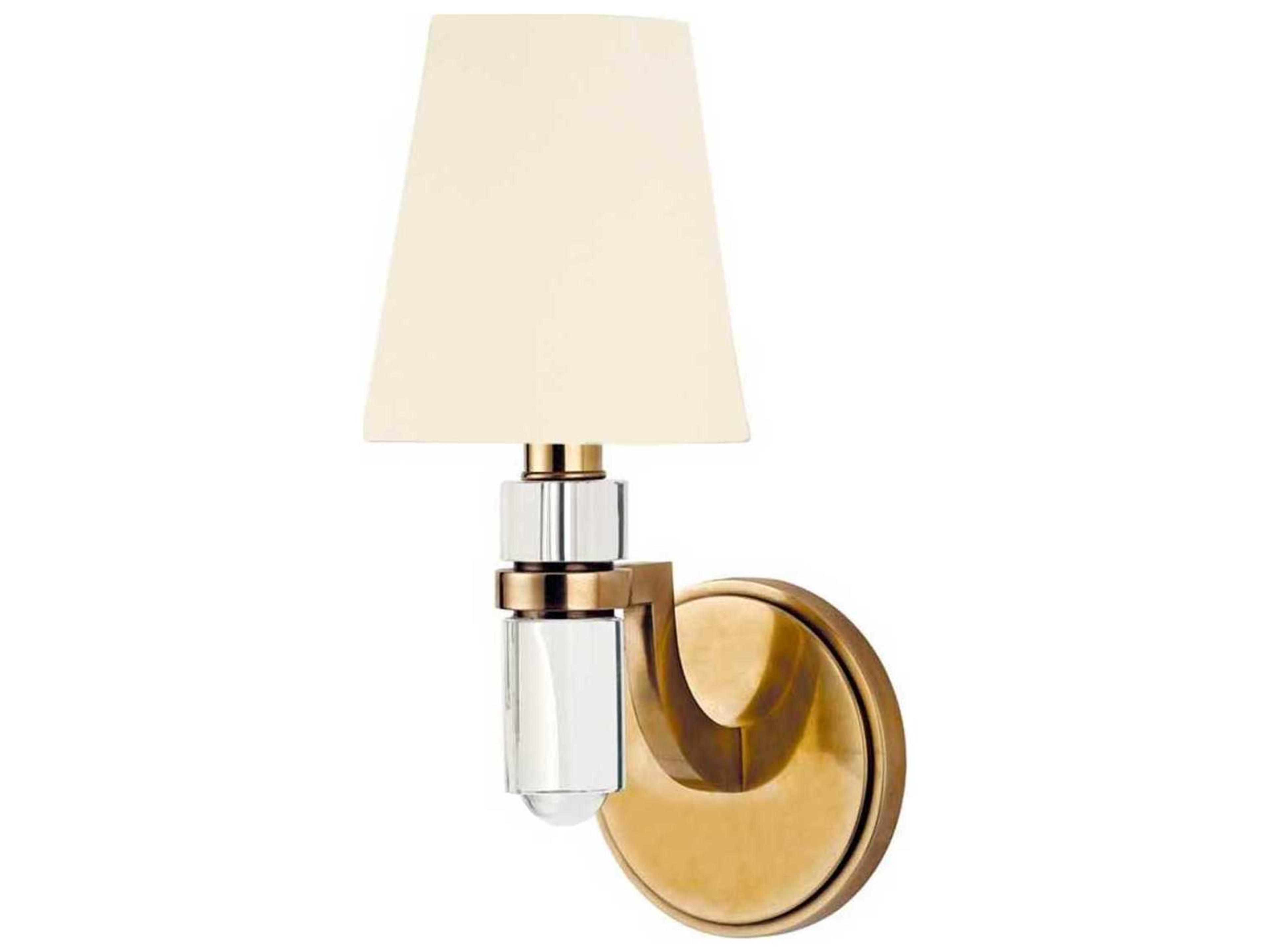 Hudson Valley Dayton 1-Light Aged Brass White Crystal Wall Sconce
