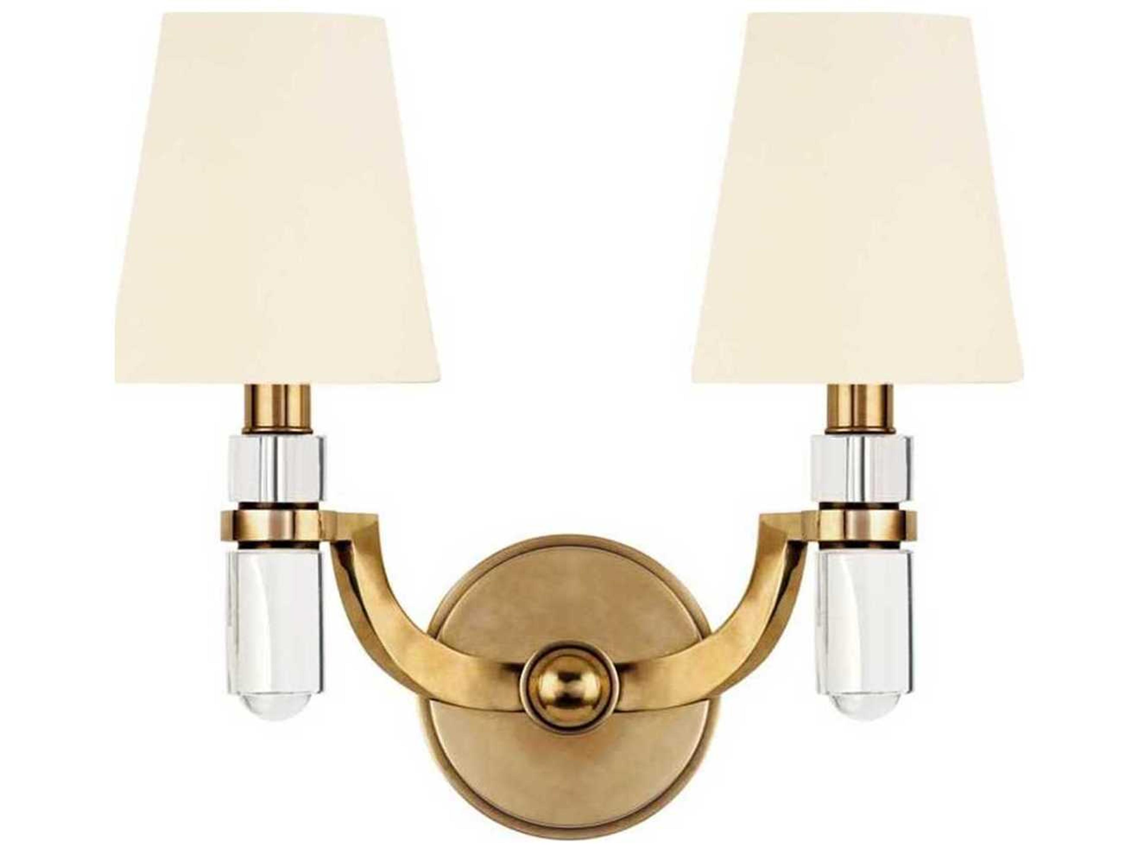 Hudson Valley Dayton 2-Light Aged Brass White Crystal Wall Sconce
