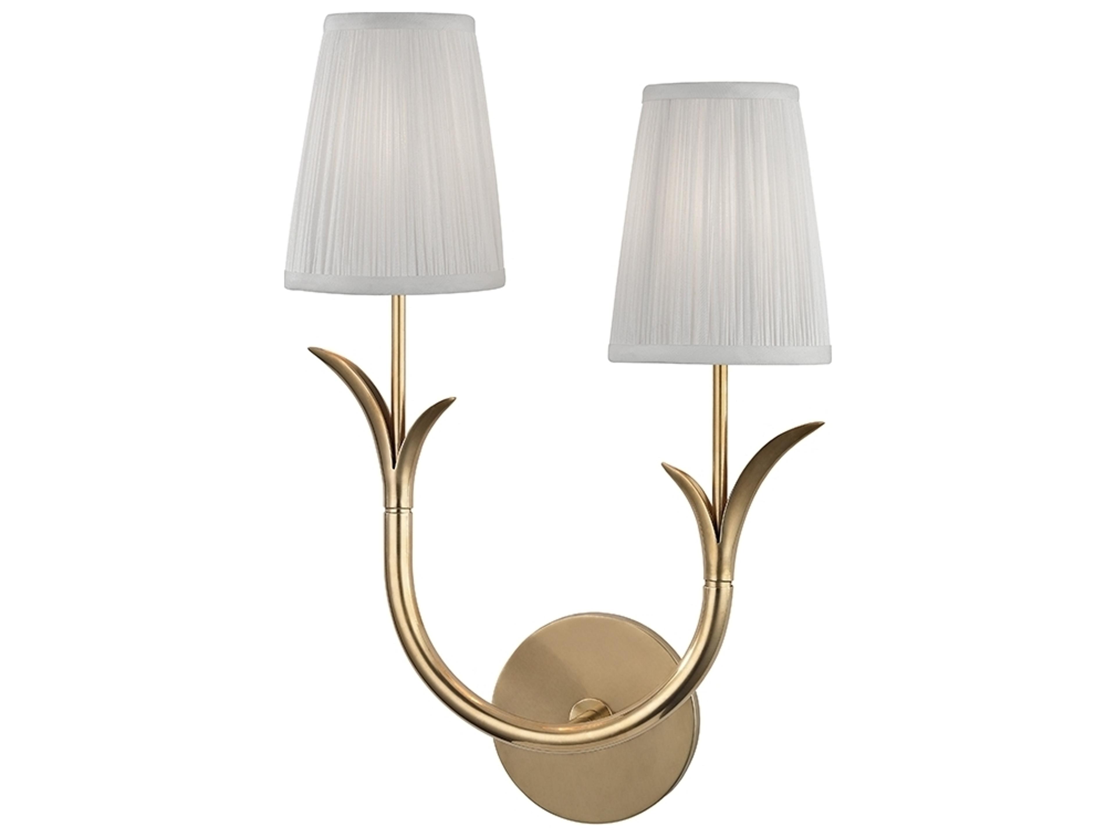 Hudson Valley Deering 2-Light Aged Brass White Wall Sconce