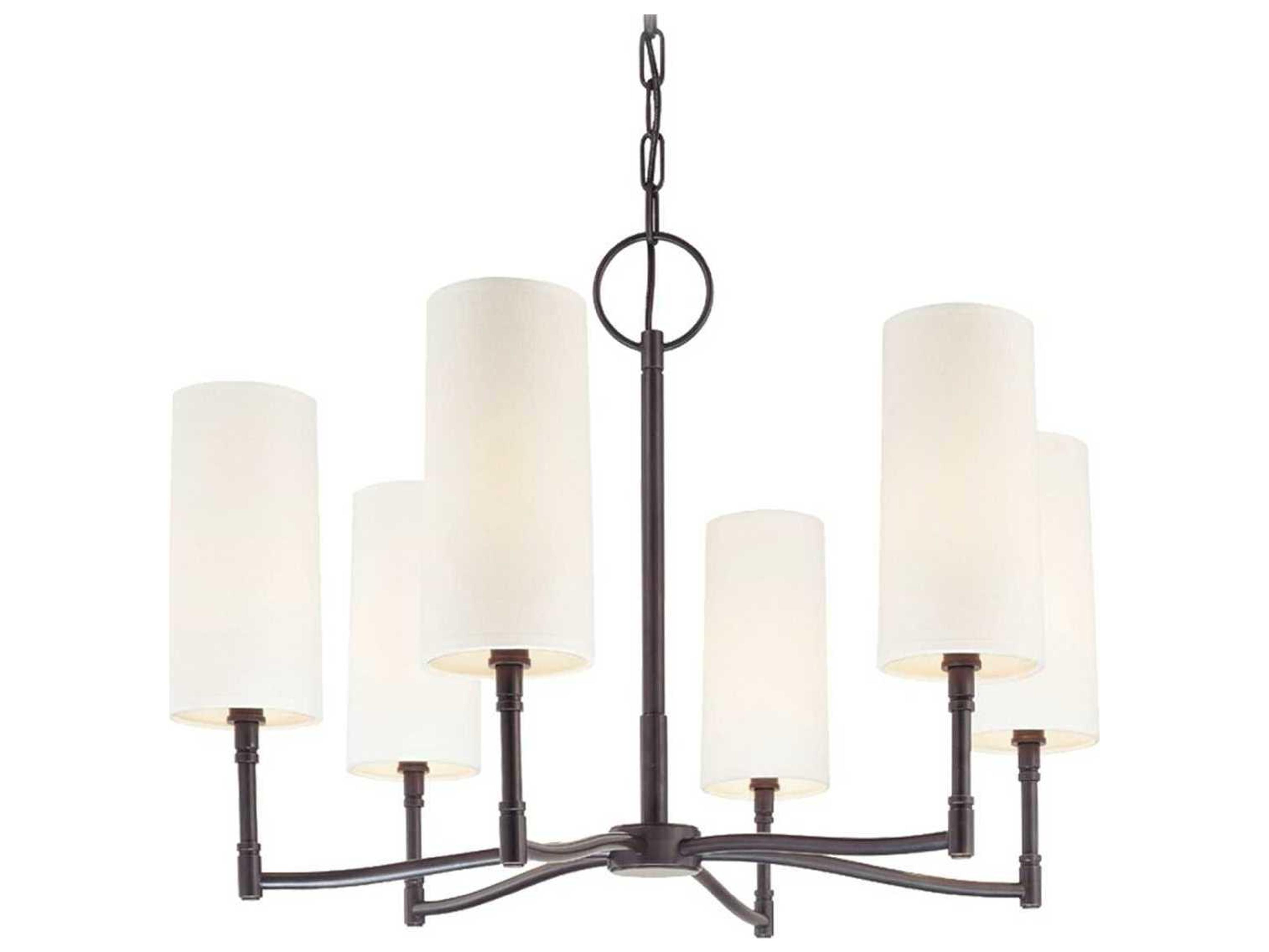 Hudson Valley Dillon 6-Light Old Bronze Off White Candelabra Cylinder Chandelier